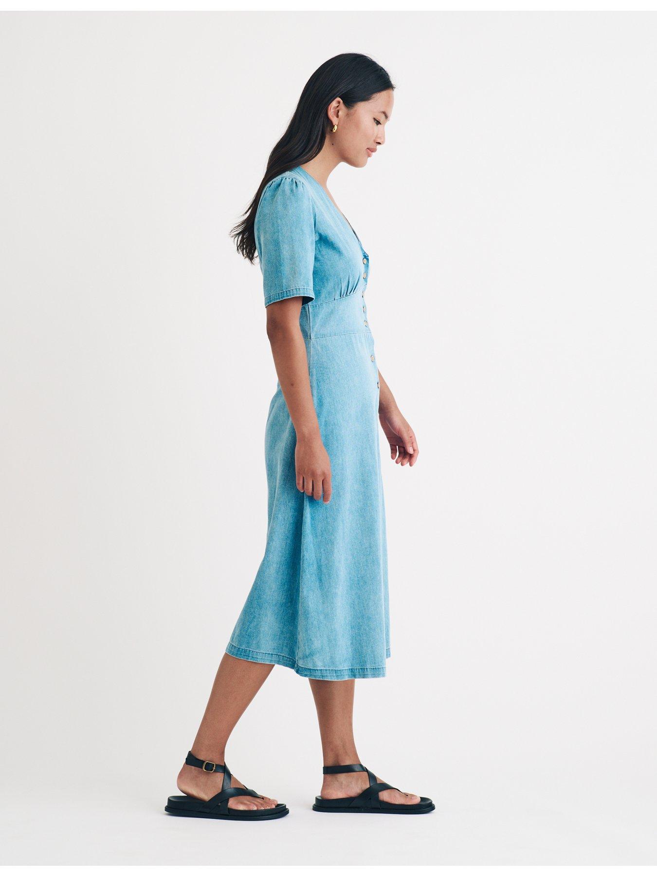 nobodys-child-button-down-puff-sleeve-midi-dress-blueback