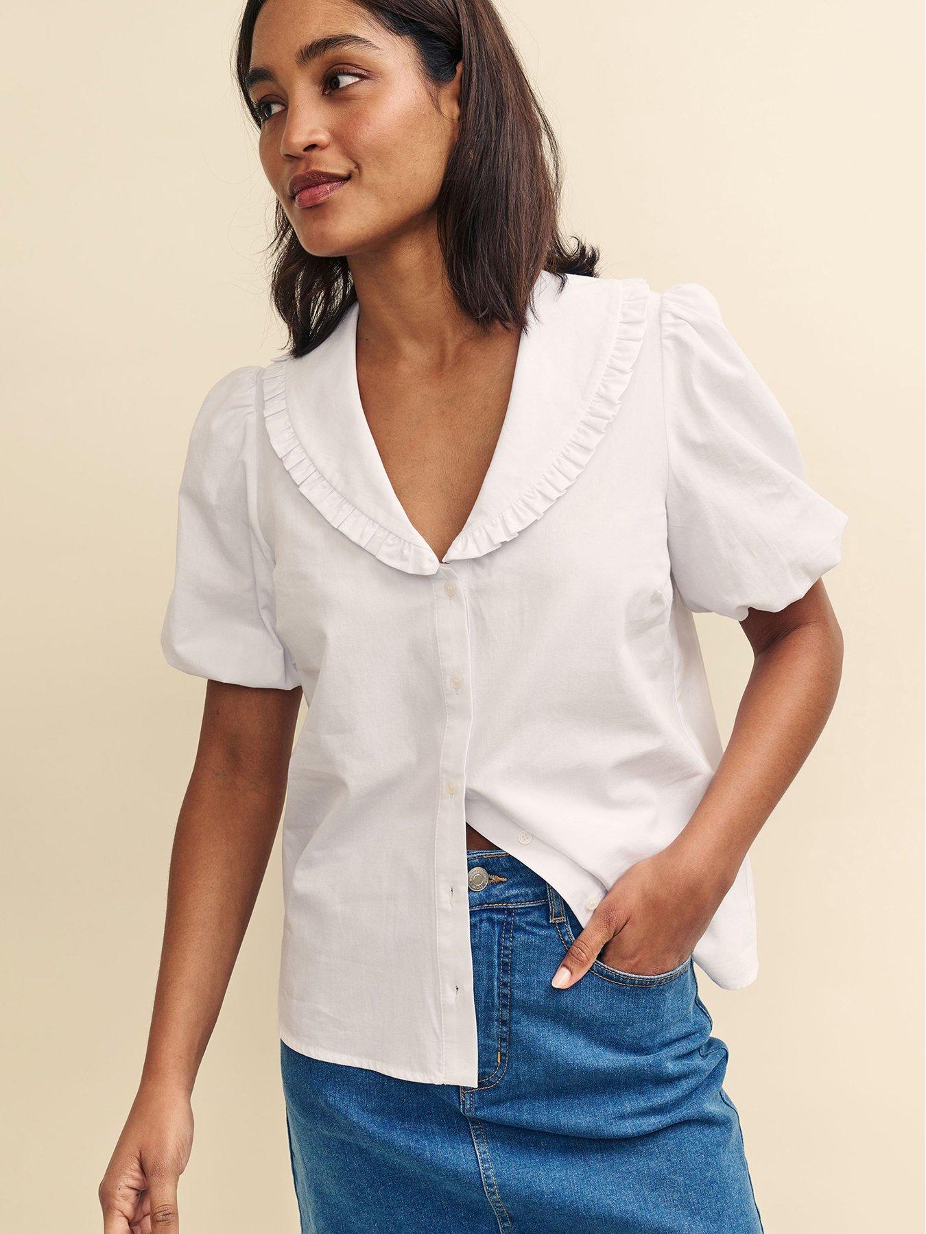 nobodys-child-puff-sleeve-v-neck-blouse-white