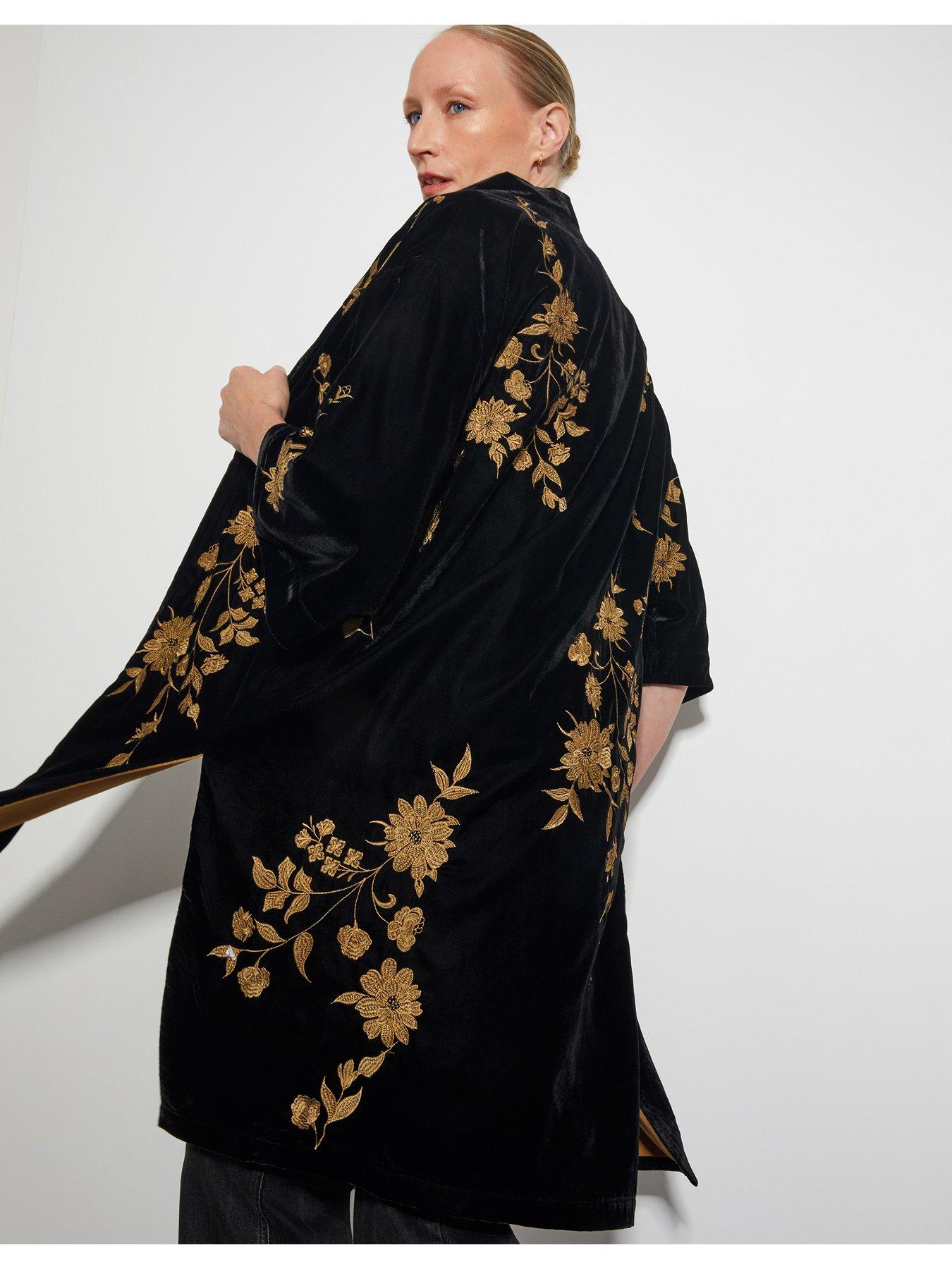 Image 5 of 6 of Monsoon Kendra Velvet Kimono - Black