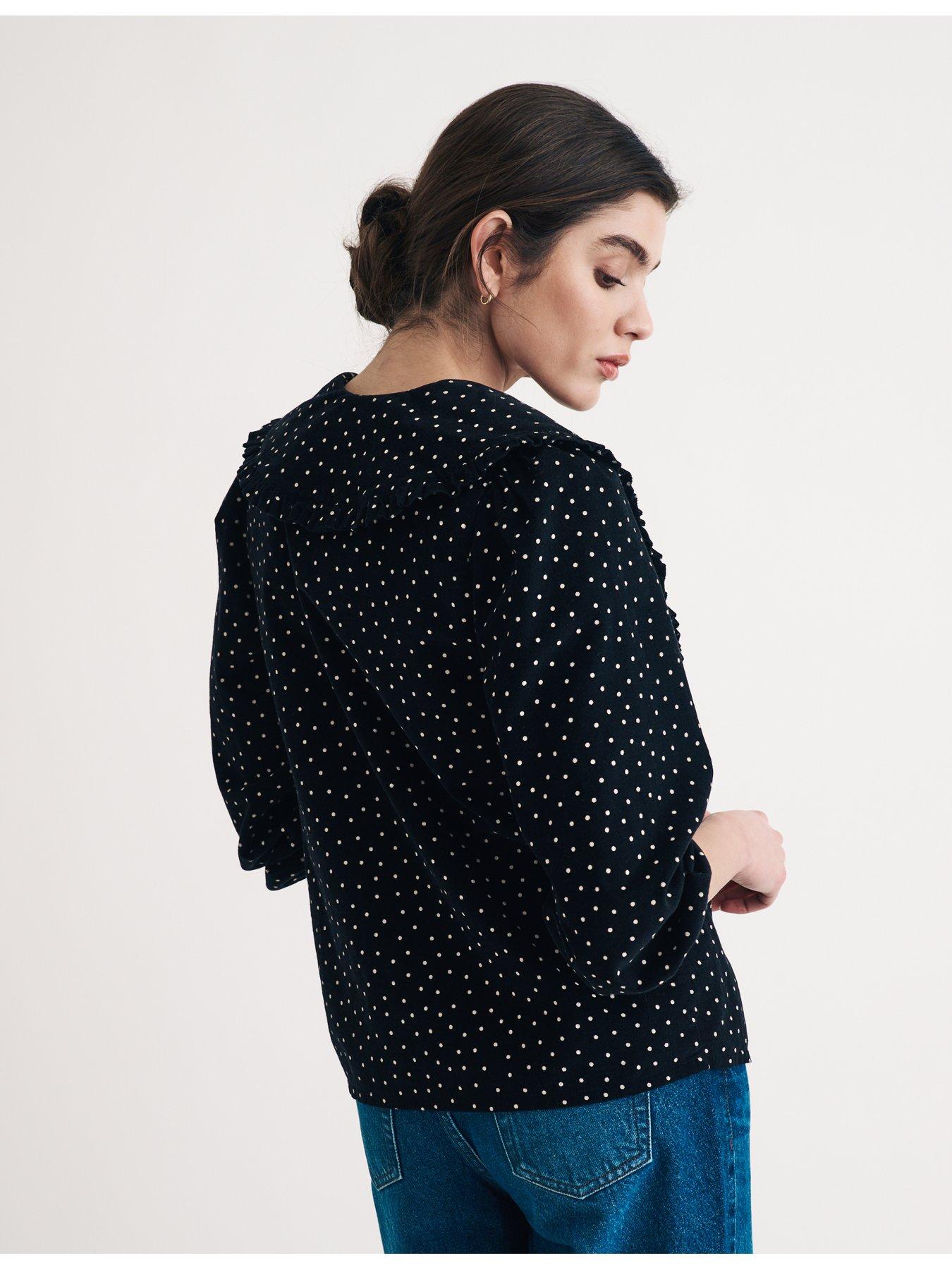 nobodys-child-polka-dot-v-neck-collar-detail-blouse-multistillFront