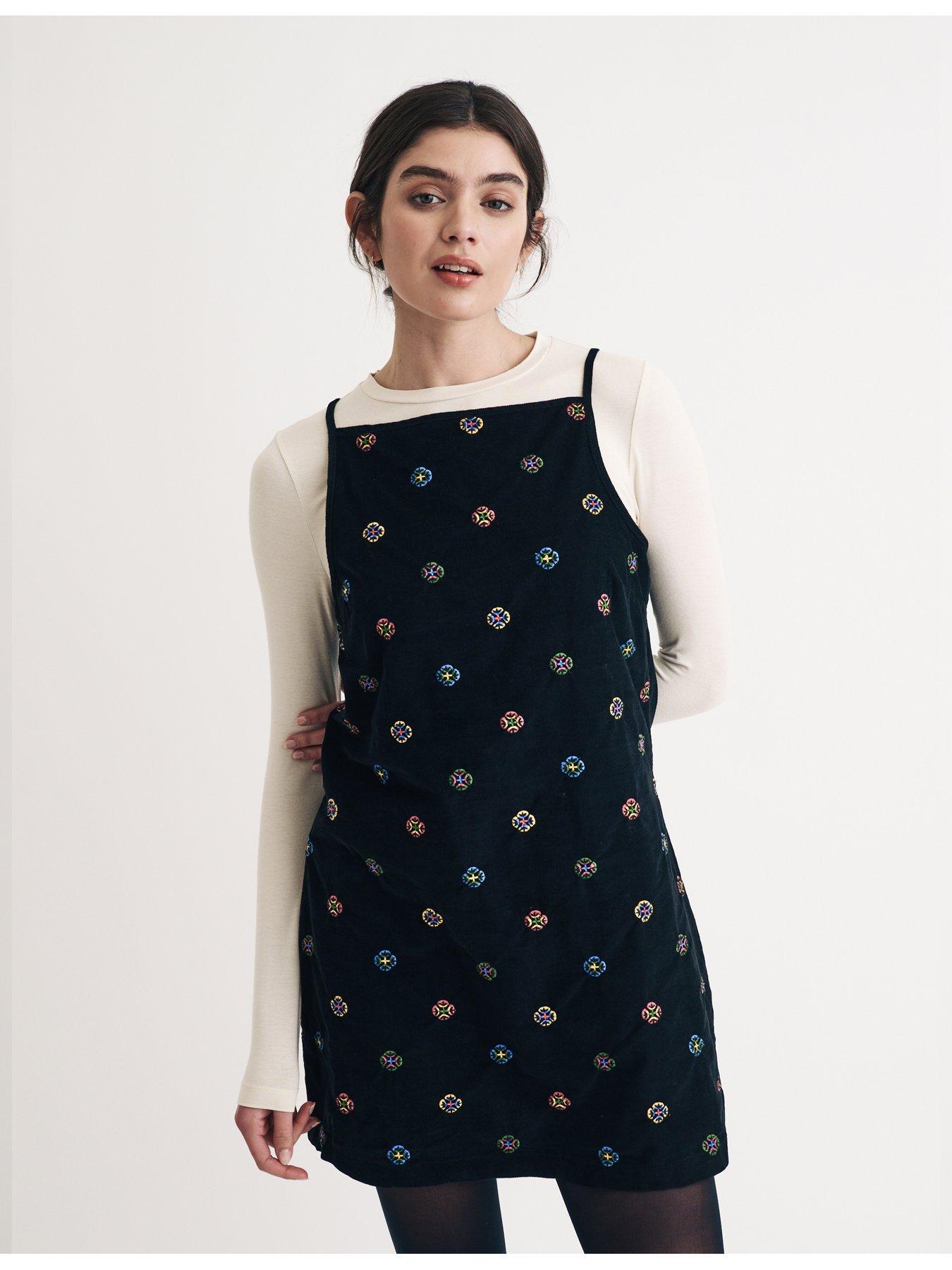 nobodys-child-embroidered-cord-mini-dress-blackoutfit