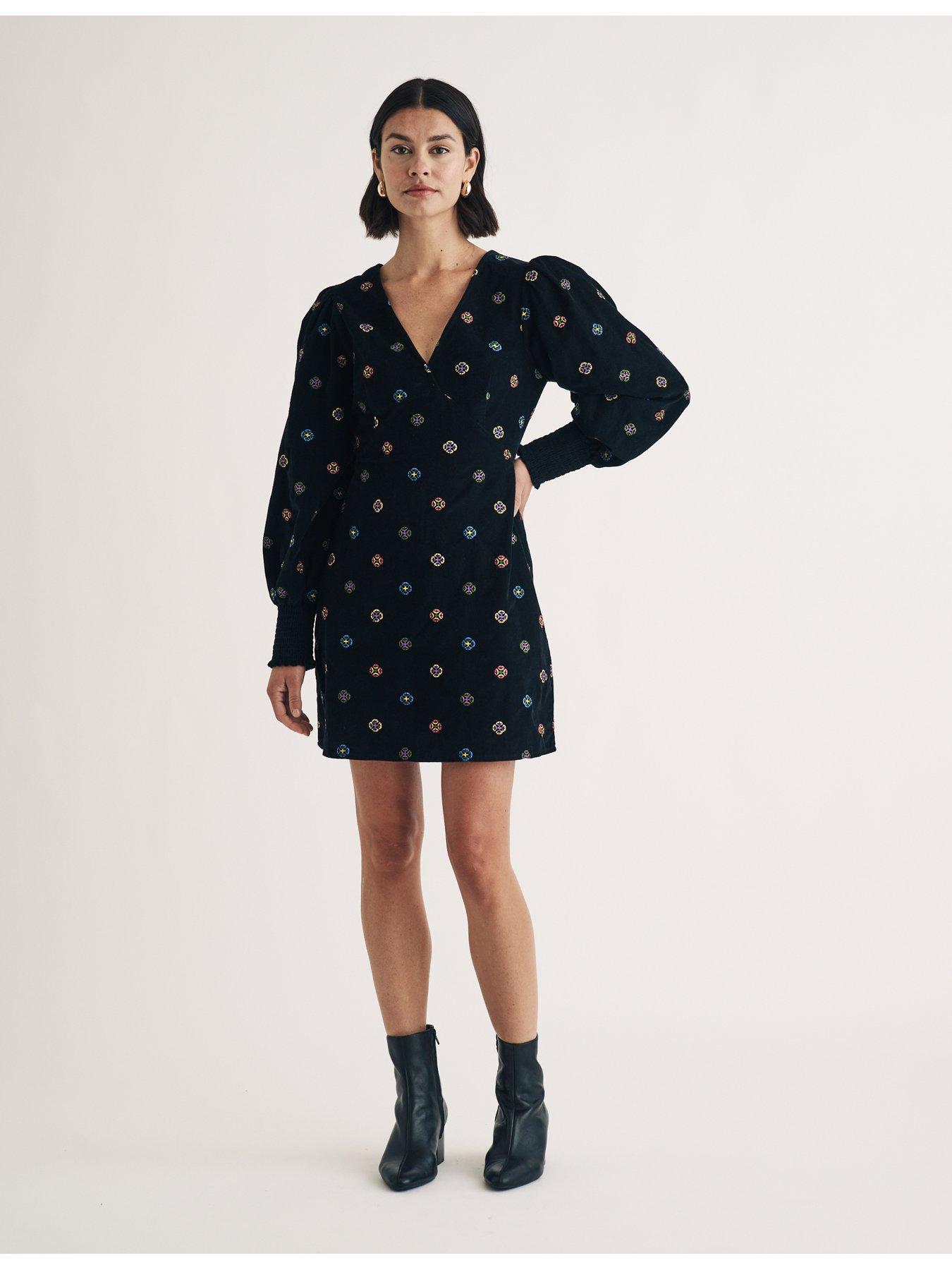 nobodys-child-embroidered-long-sleeve-cord-mini-dress-blackoutfit