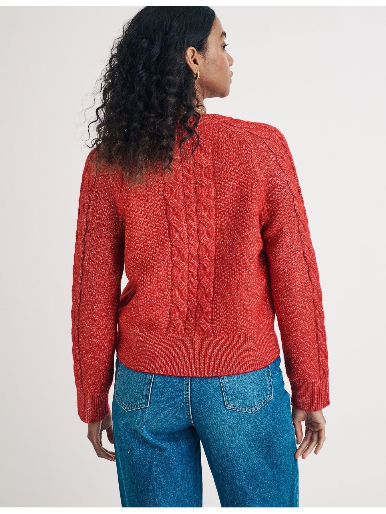 nobodys-child-crew-neck-chunky-cable-knit-cardigan-redstillFront