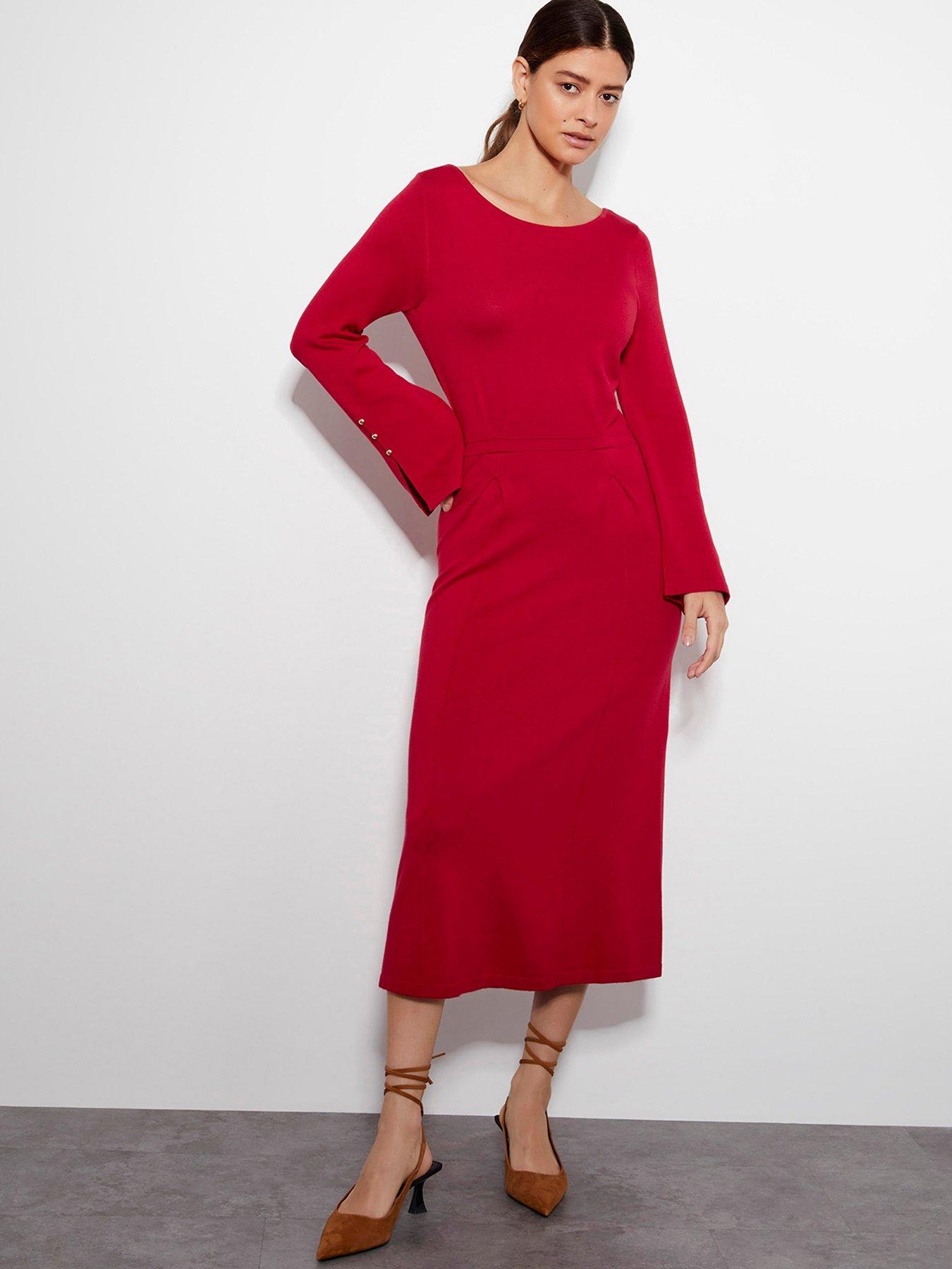 monsoon-sal-slash-knit-dress-red