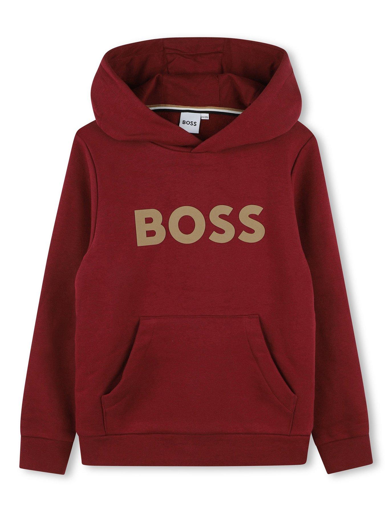 boss-boys-logo-hoodie-redfront