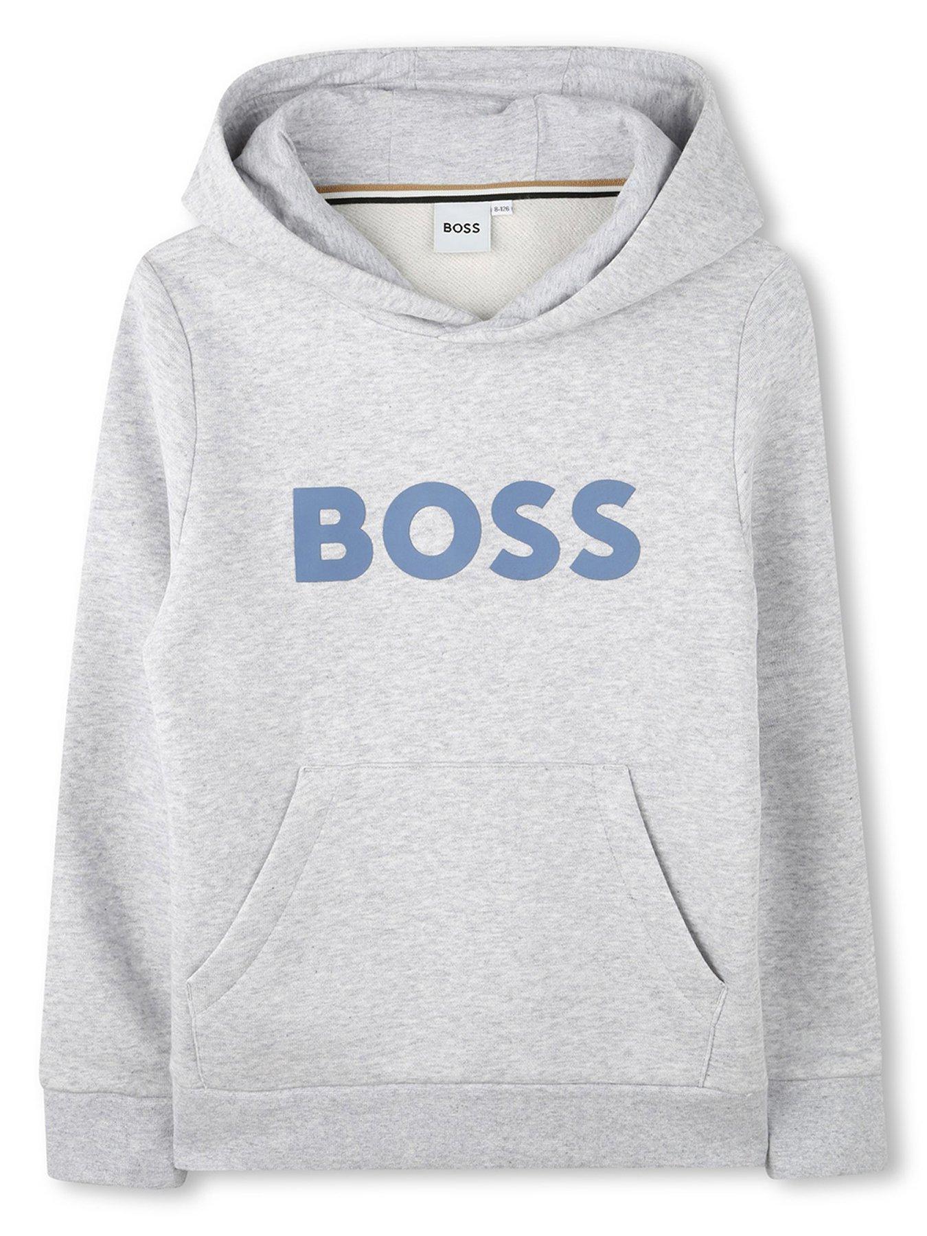 boss-boys-logo-hoodie-grey