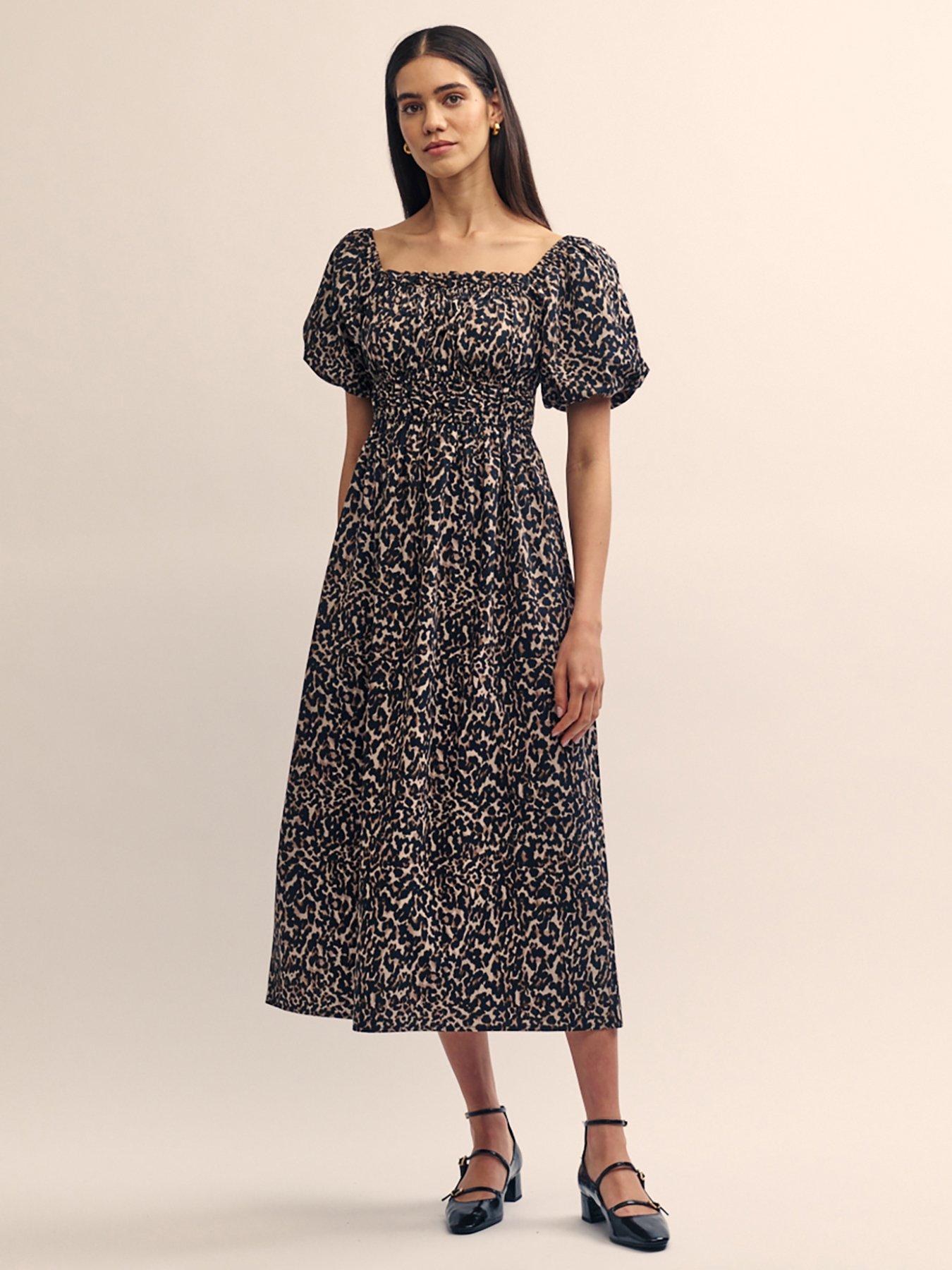 nobodys-child-leopard-print-puff-sleeve-midi-dress-multi