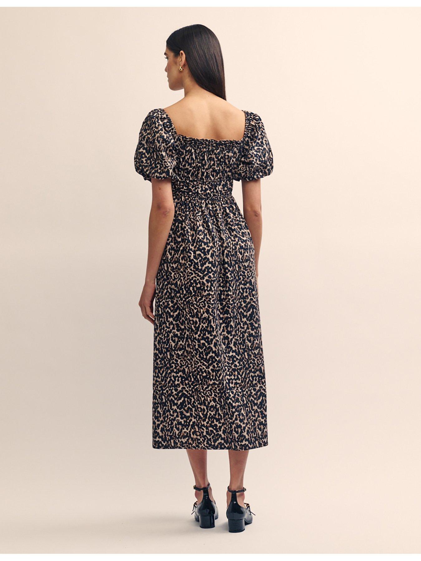 nobodys-child-leopard-print-puff-sleeve-midi-dress-multistillFront