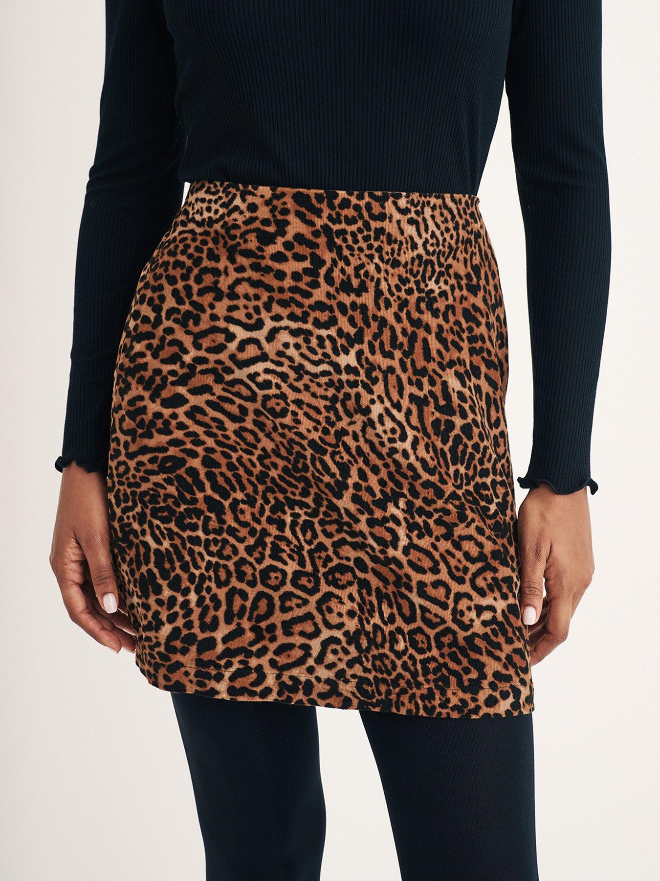 undefined Leopard Print A Line Cord Mini Skirt - Multi