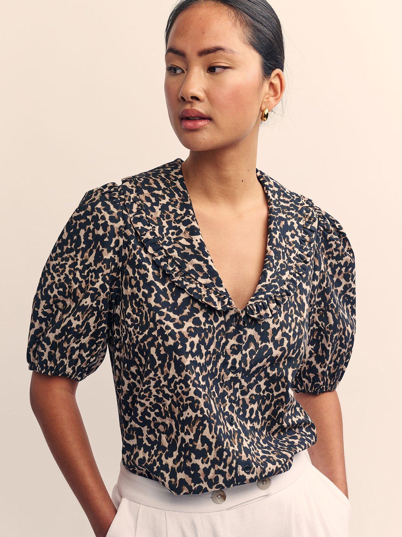 nobodys-child-leopard-print-puff-sleeve-v-neck-blouse-multi