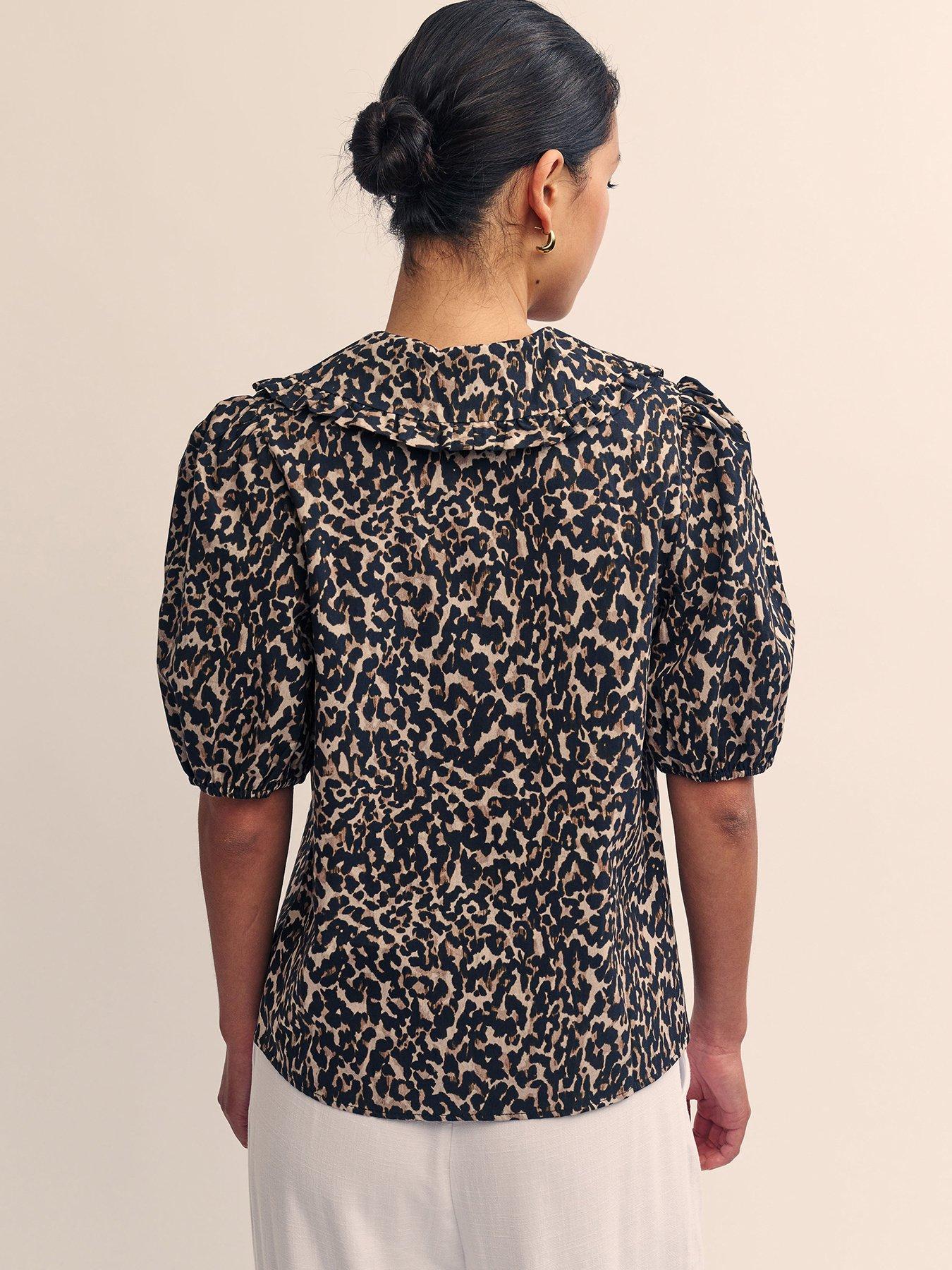 nobodys-child-leopard-print-puff-sleeve-v-neck-blouse-multistillFront