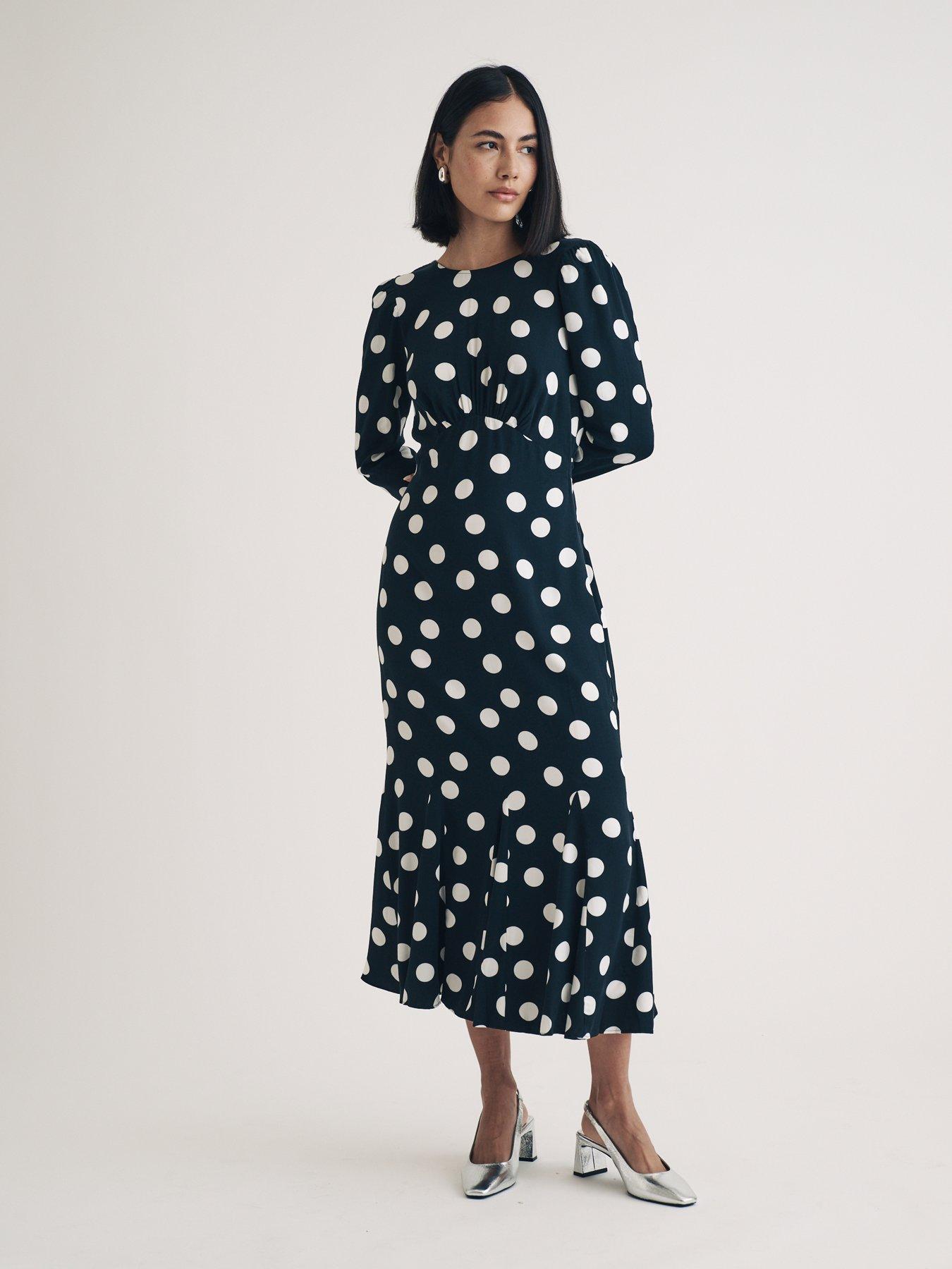 Nobodys Child Long Sleeve Polka Dot Midi Dress - Black | Very Ireland