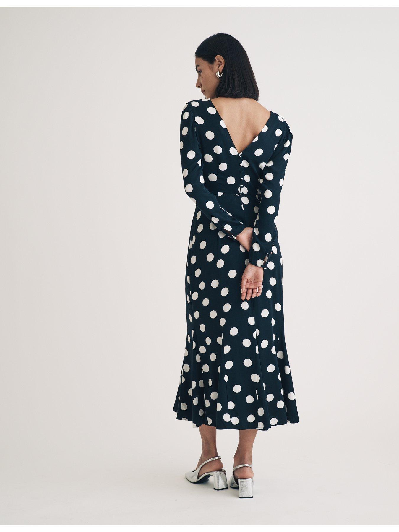 nobodys-child-long-sleeve-polka-dot-midi-dress-blackstillFront