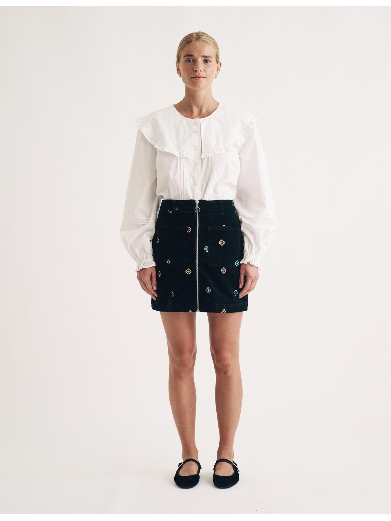 nobodys-child-embroidered-cord-mini-skirt-blackoutfit