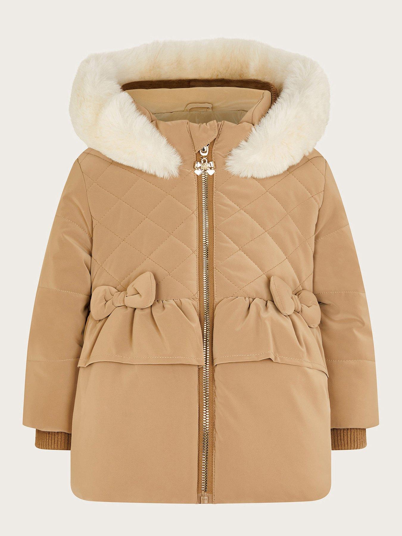 Baby Girls Bow Padded Coat Neutral