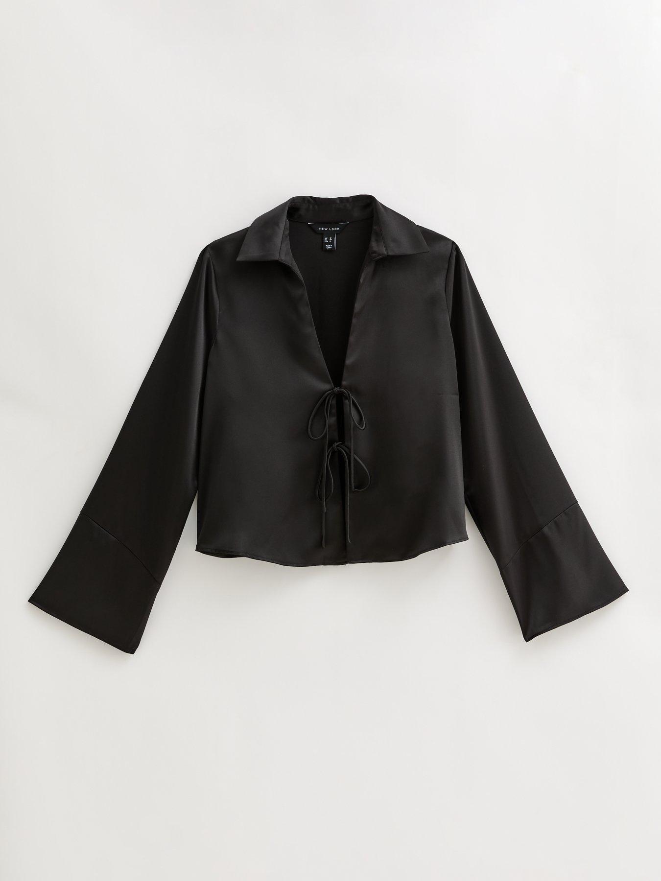 new-look-satin-tie-front-shirt-blackdetail