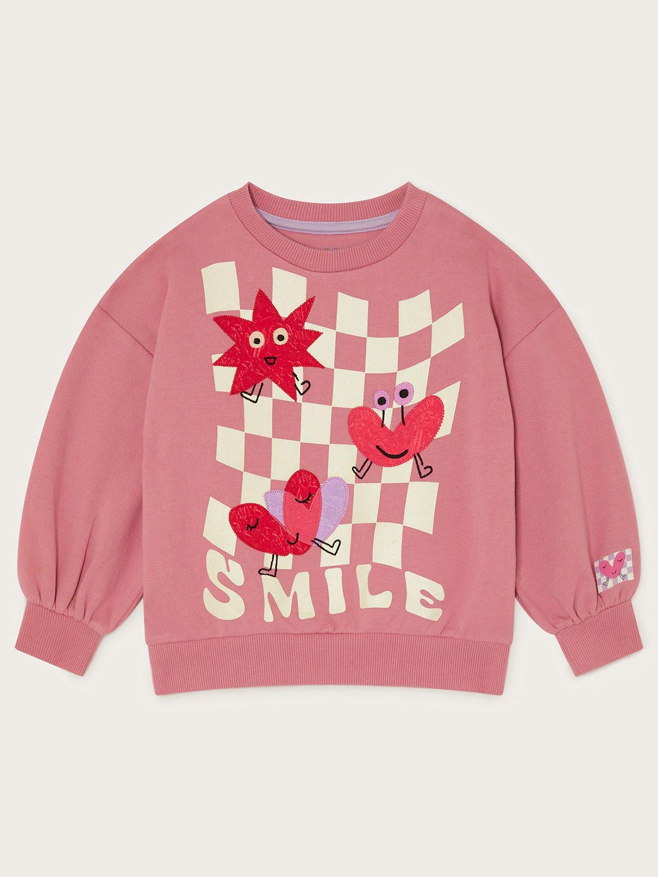 Image 1 of 3 of Monsoon Girls Glow In The Dark Oversized Sweat Top - Pink
