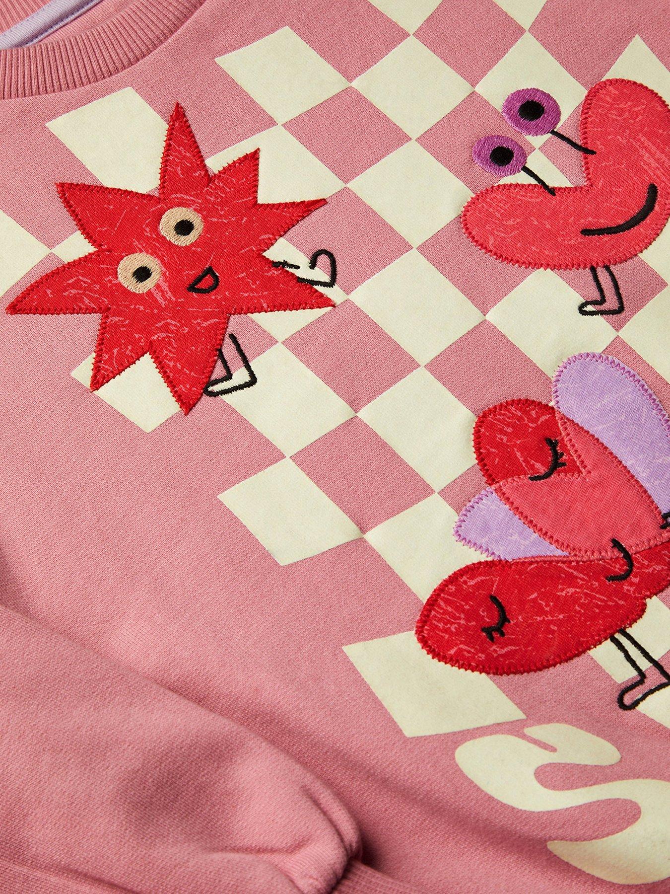 Image 3 of 3 of Monsoon Girls Glow In The Dark Oversized Sweat Top - Pink