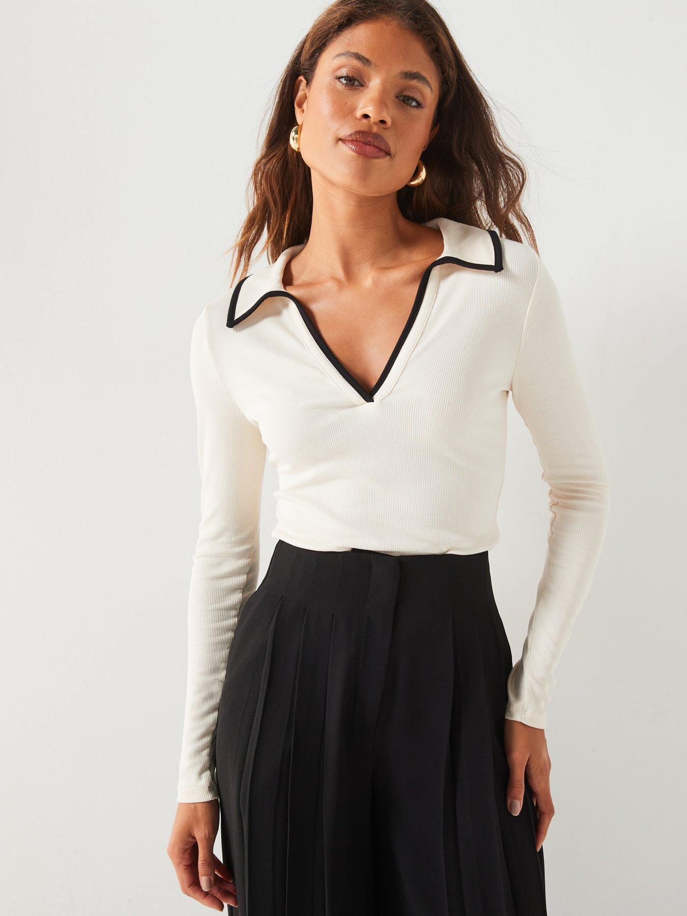 v-by-very-contrast-piped-collared-top-creamoutfit