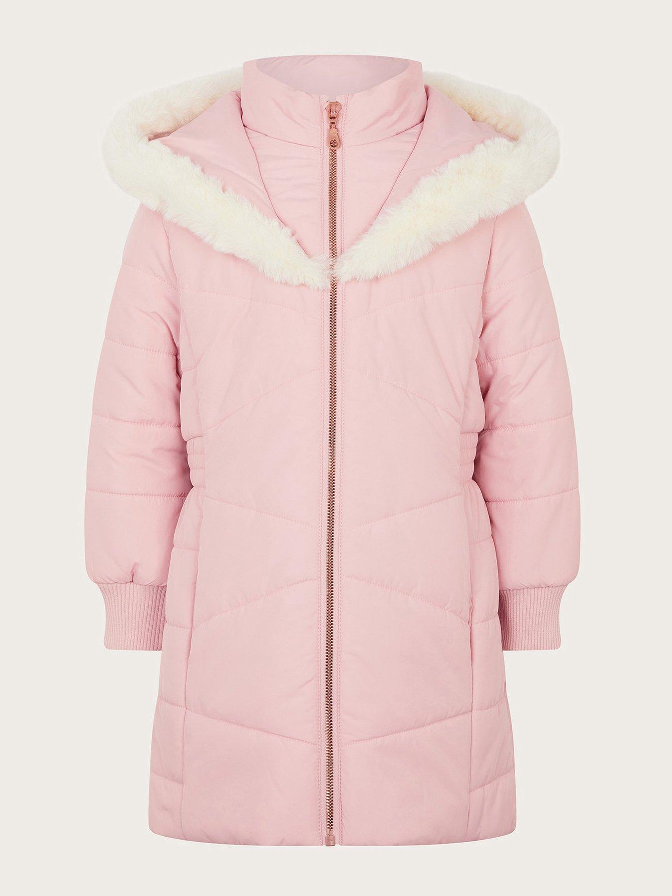 Pink fur trim jacket best sale