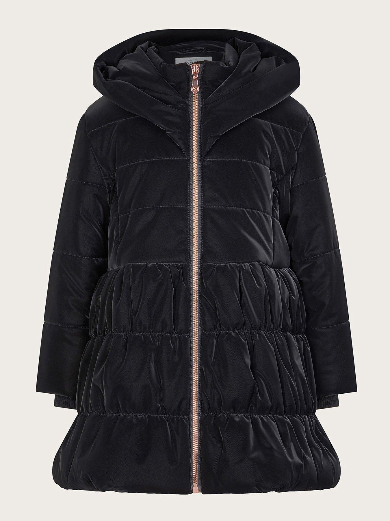 Girls Super soft Tiered Coat Black