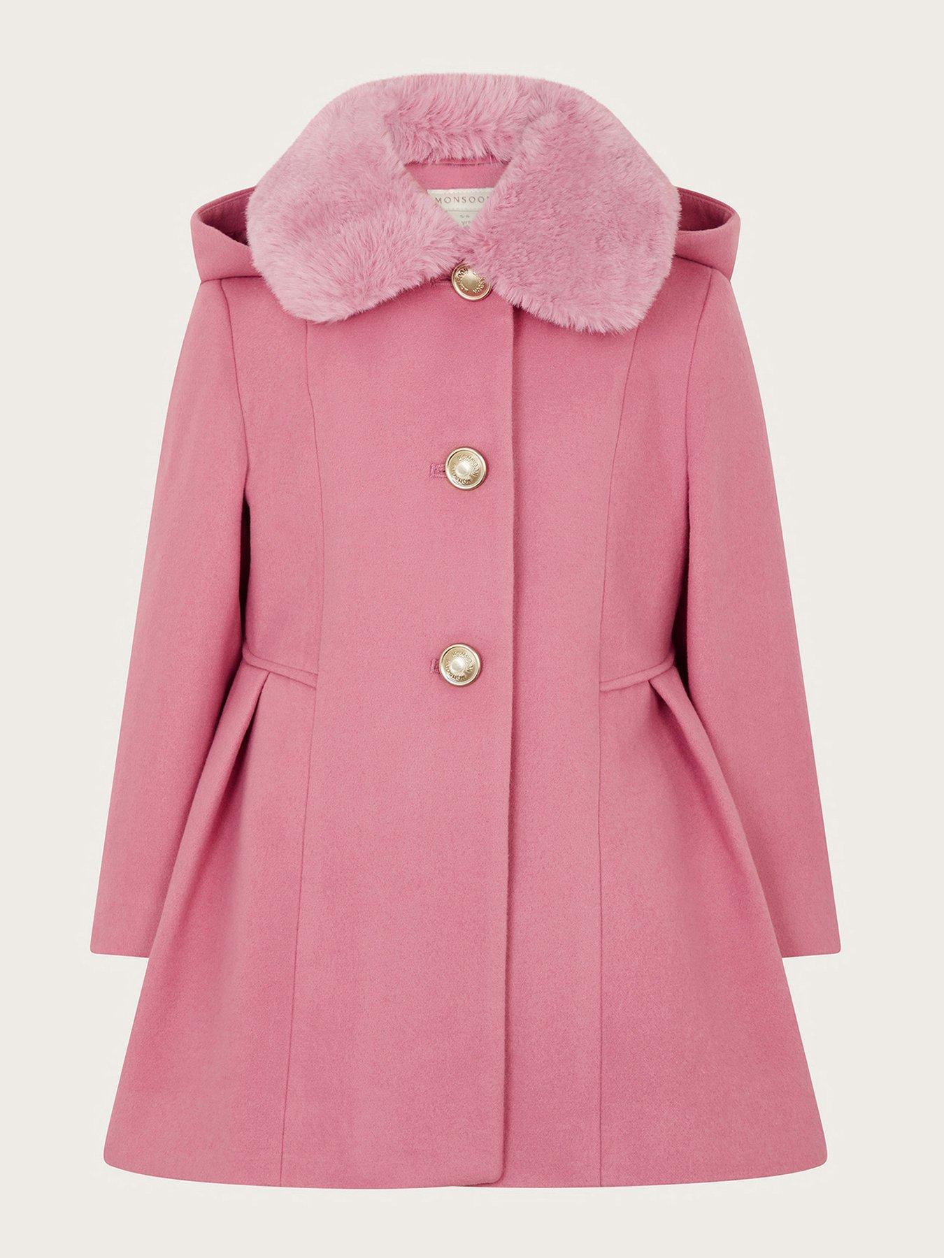 Girls Hooded Collar Coat Pink