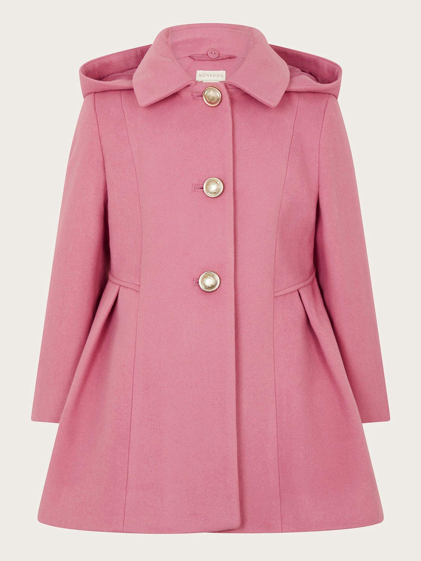 Monsoon Girls Hooded Collar Coat Pink Very Ireland