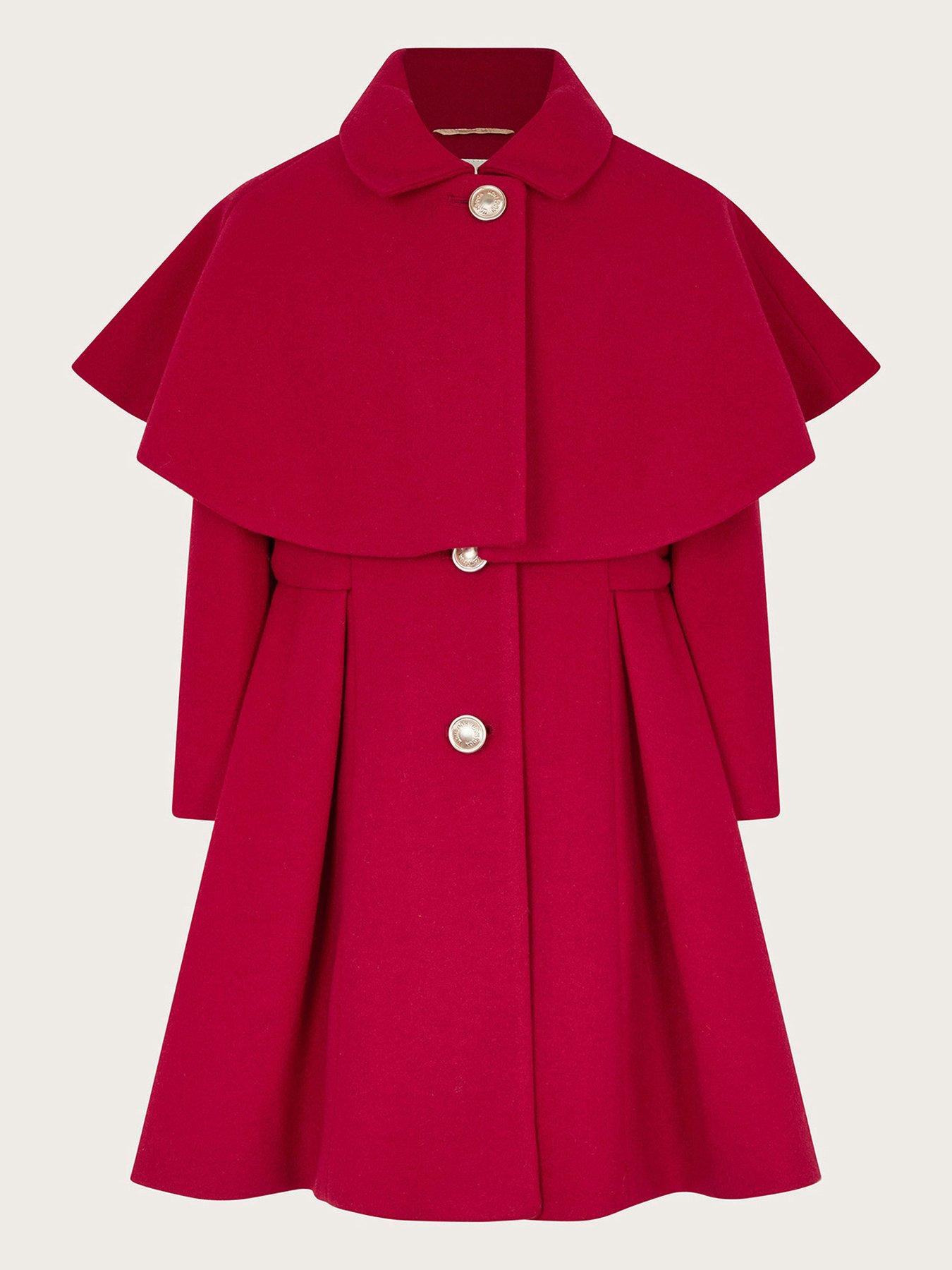 Monsoon Girls Detachable Cape Collared Coat Red Very Ireland