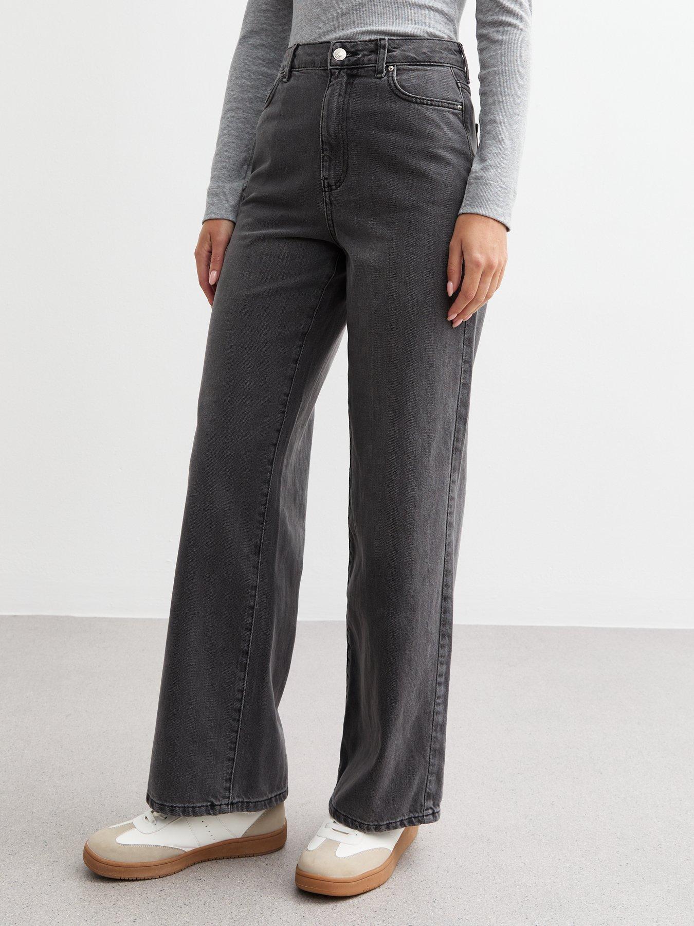 New Look Washed Grey Adalae High-waist Wide Leg Jeans