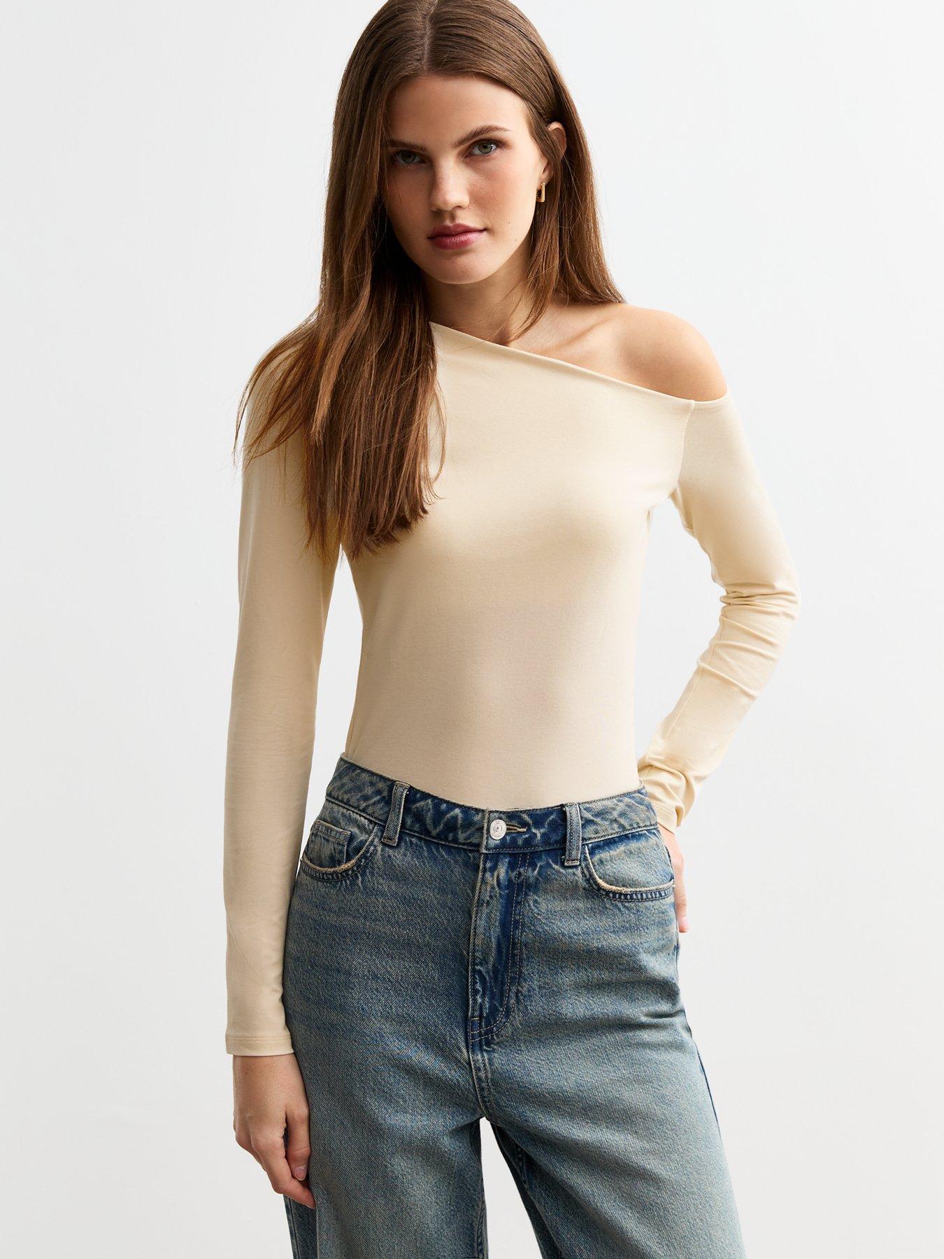 new-look-cream-asymmetric-neck-jersey-top-whitefront