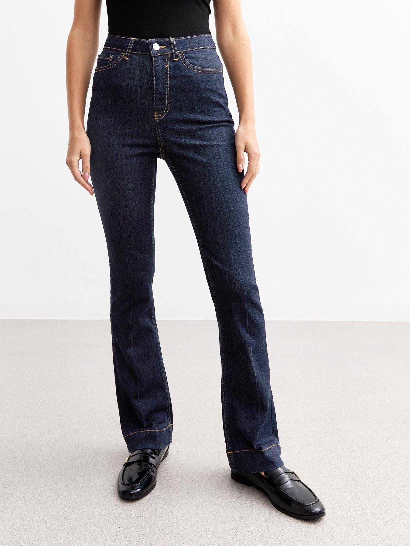 new-look-dark-wash-flared-jeans-blue