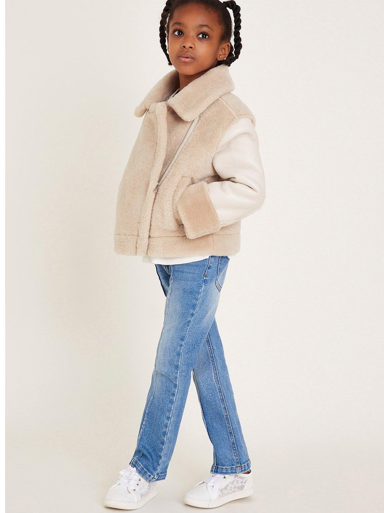 undefined Girls Aviator Jacket - Cream