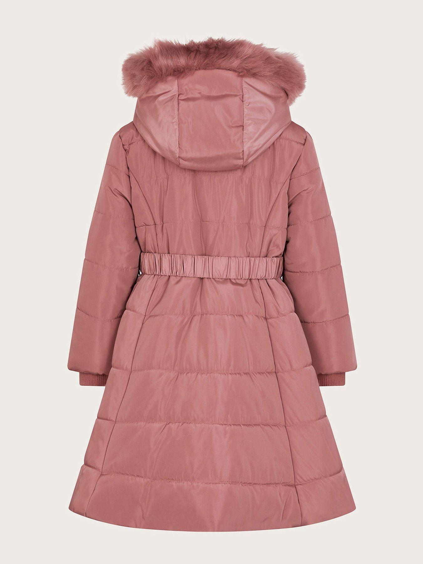 Image 2 of 3 of Monsoon Girls Aline Longline Padded Coat - Pink