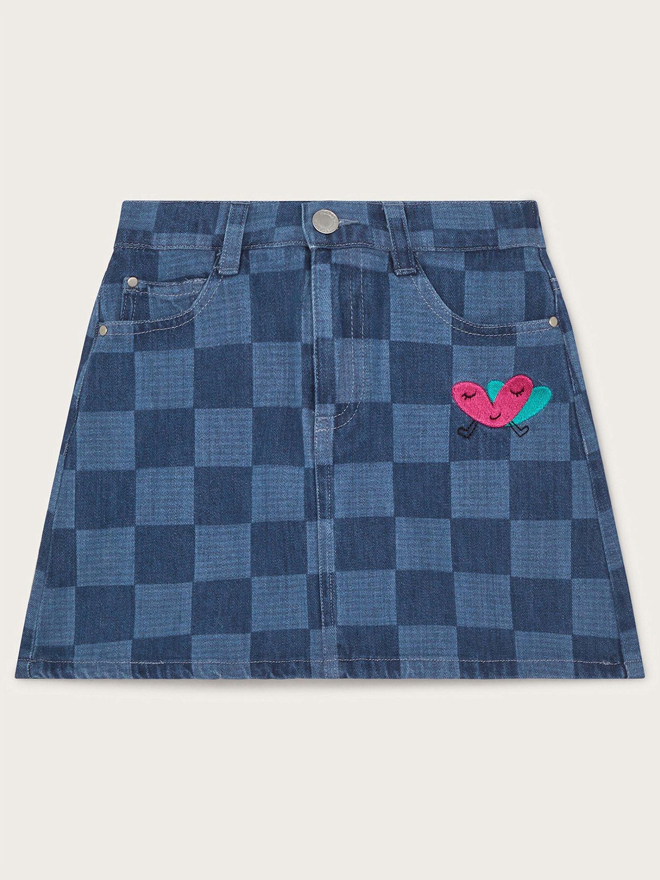 monsoon-girls-denim-checkered-skirt-bluefront