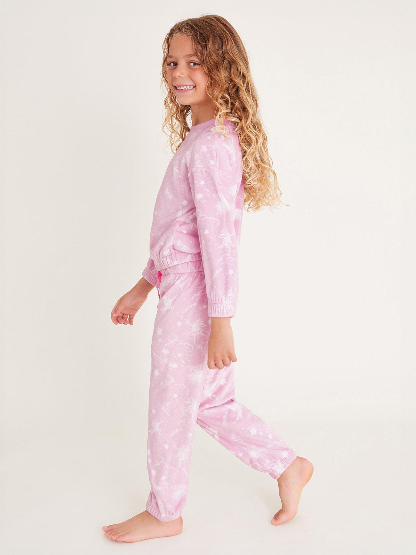 monsoon-girls-velour-fairy-print-long-sleeve-pyjamas-set-pink