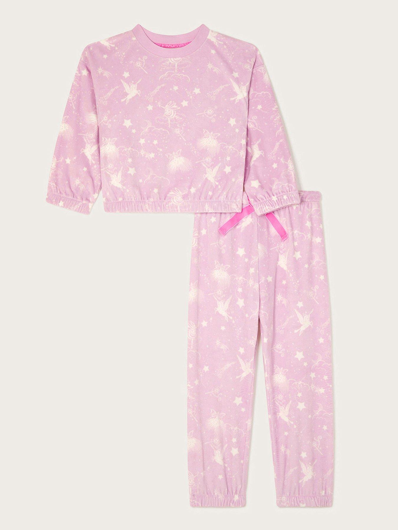 monsoon-girls-velour-fairy-print-long-sleeve-pyjamas-set-pinkstillFront