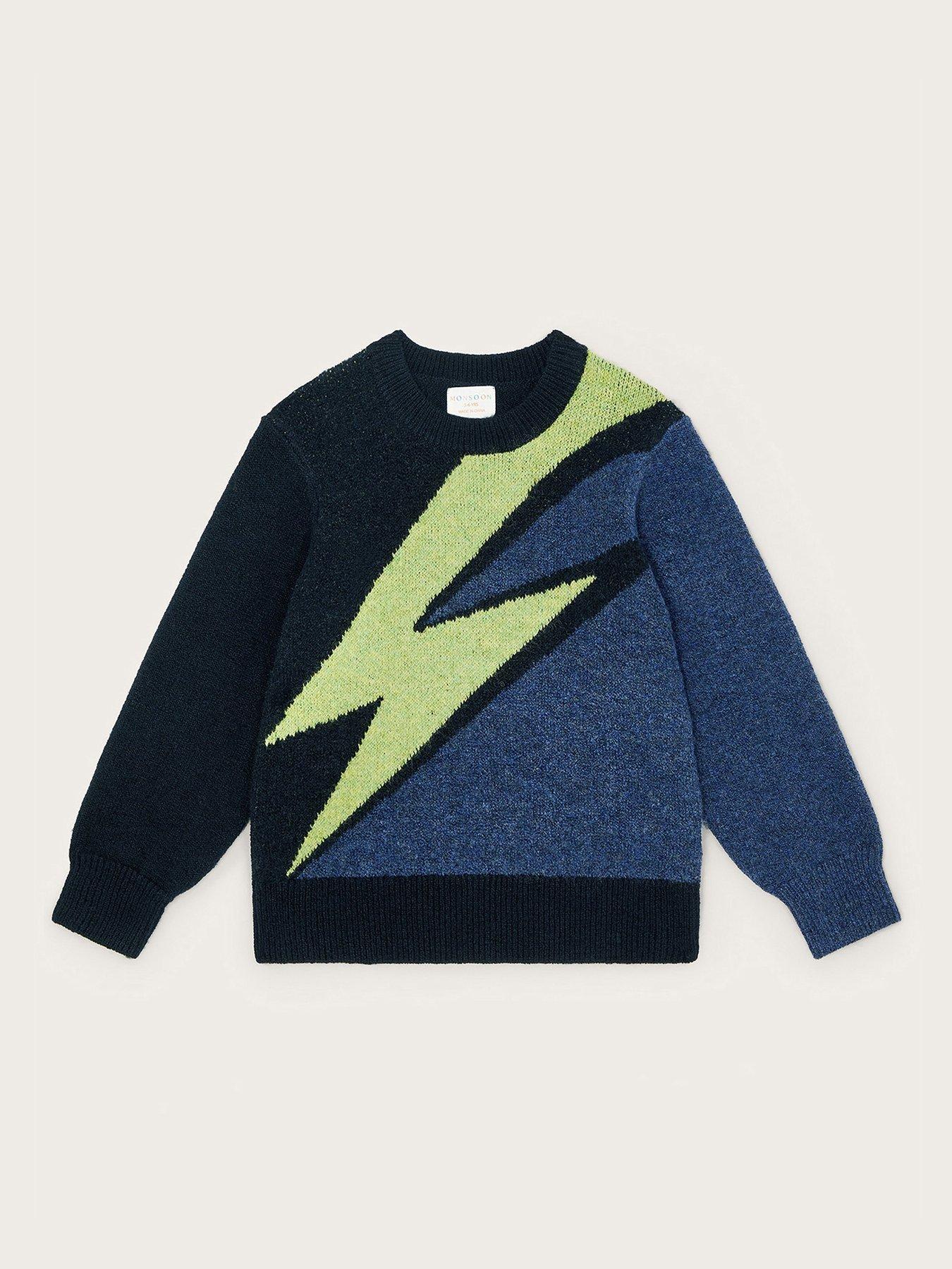 Monsoon Boys Lightning Bolt Intarsia Jumper Navy Very Ireland