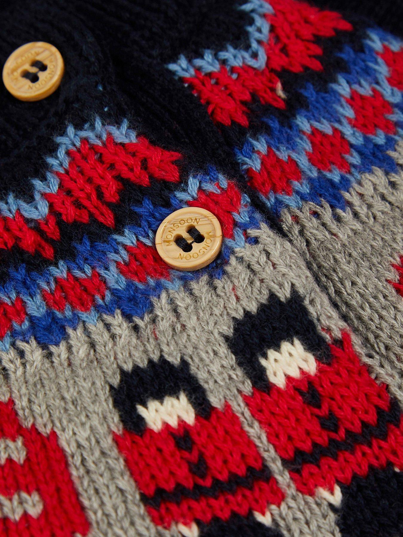 Image 3 of 3 of Monsoon Baby Boys London Bus Knitted Set - Navy