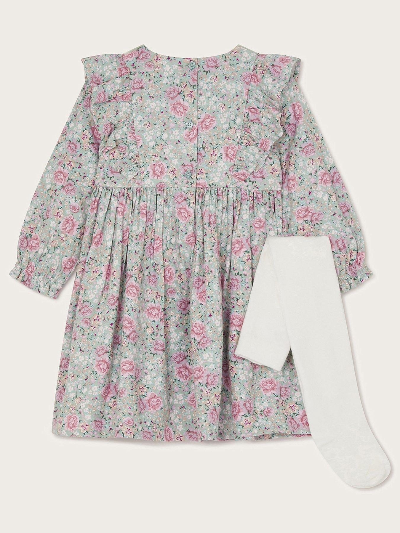 Image 2 of 3 of Monsoon Baby Girls Floral Viscose Set - Sage