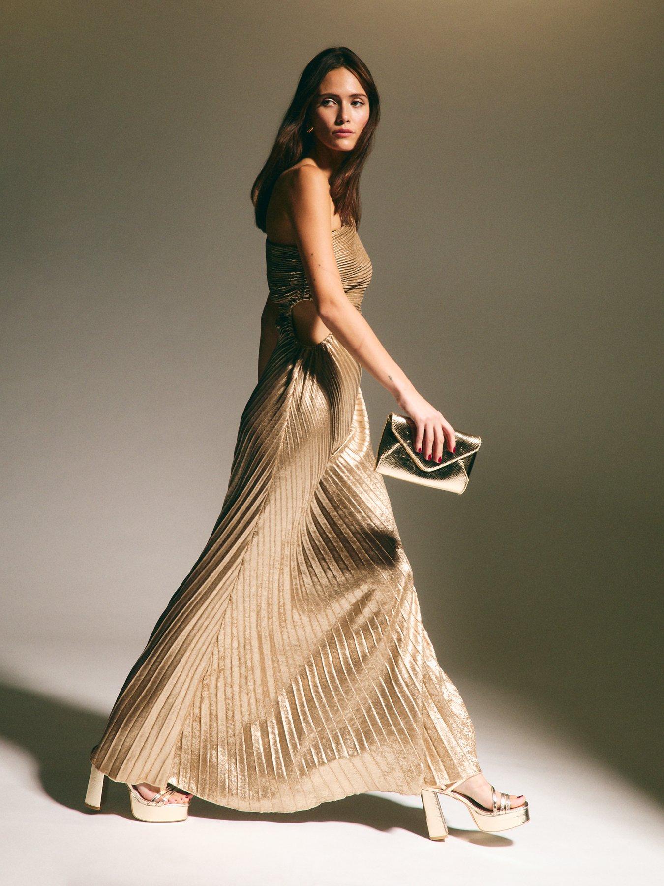 new-look-gold-metallic-foil-pleated-one-shoulder-maxi-dressstillFront