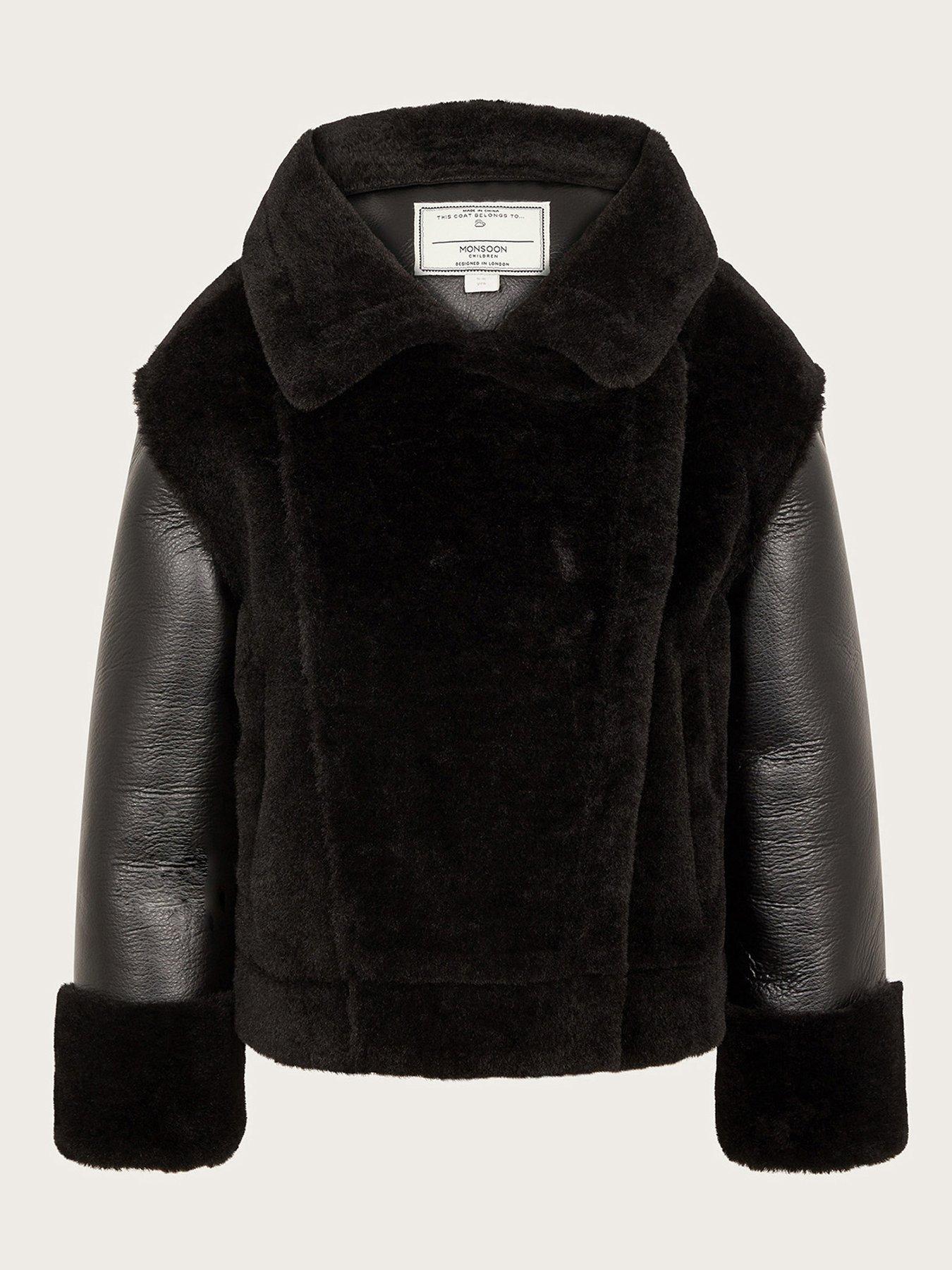 Image 1 of 3 of Monsoon Girls Aviator Jacket - Black