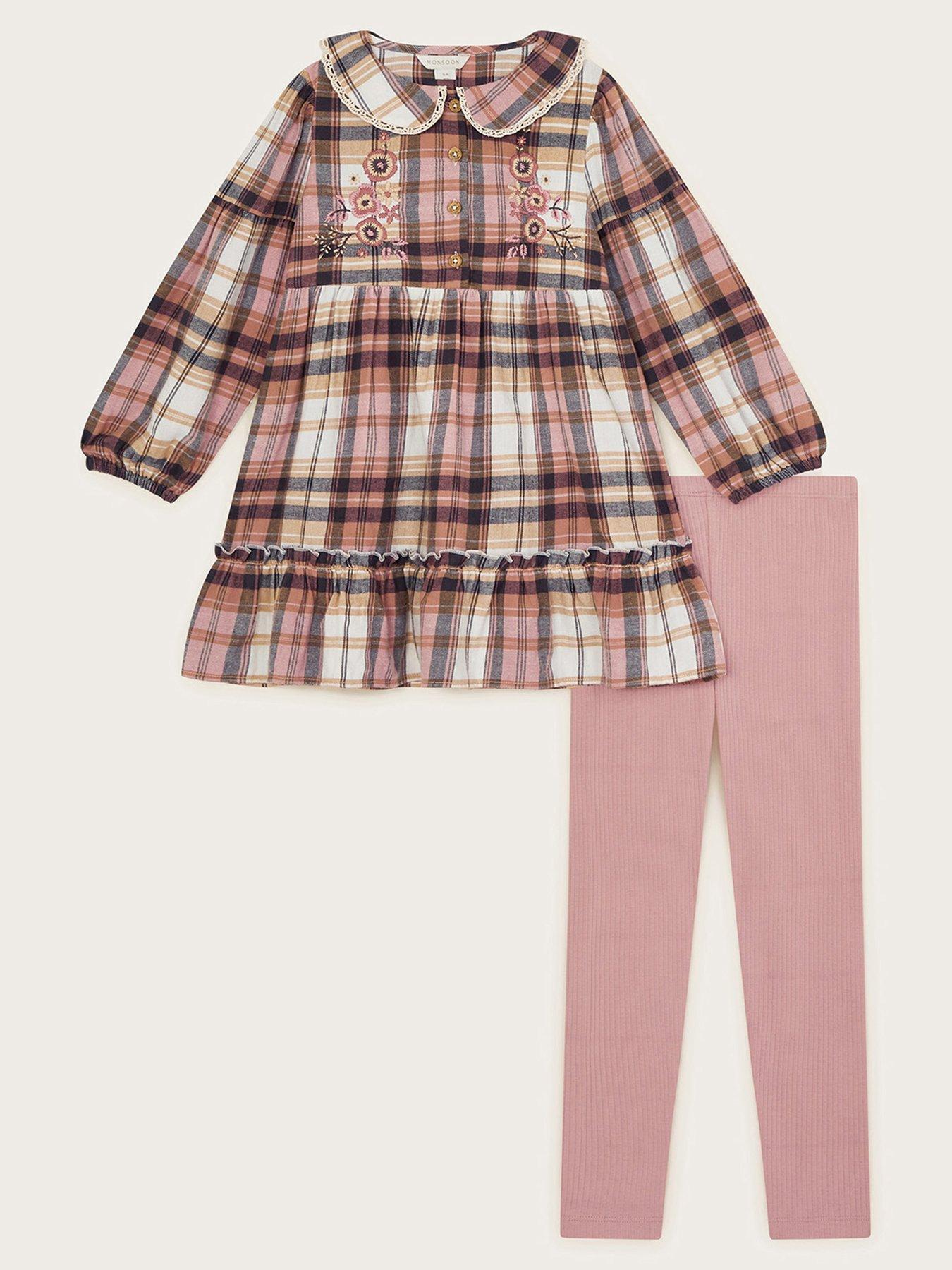 monsoon-girls-check-embroidered-blouse-and-leggings-set-pinkstillFront