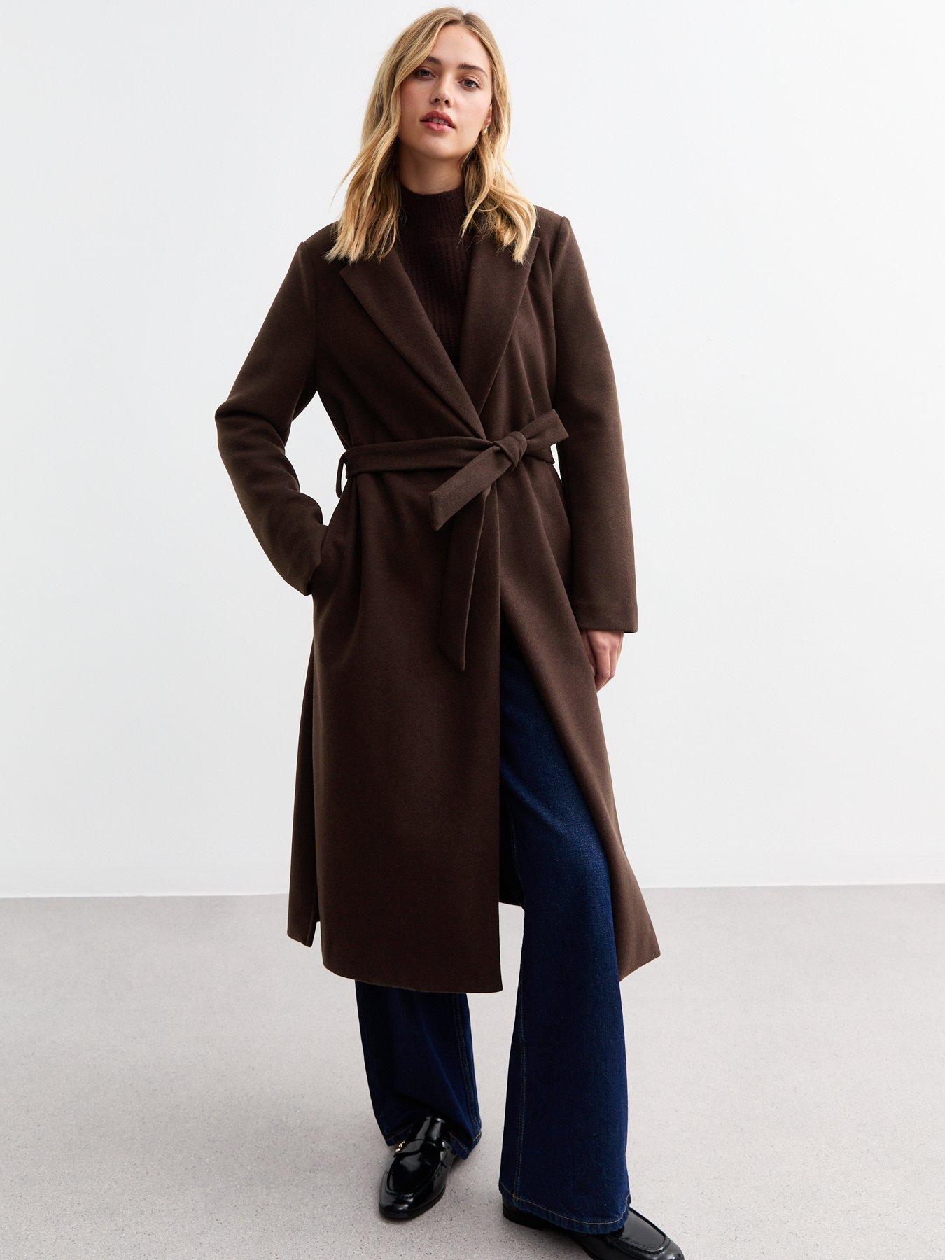 new-look-dark-brown-tailored-unlined-longline-belted-coat