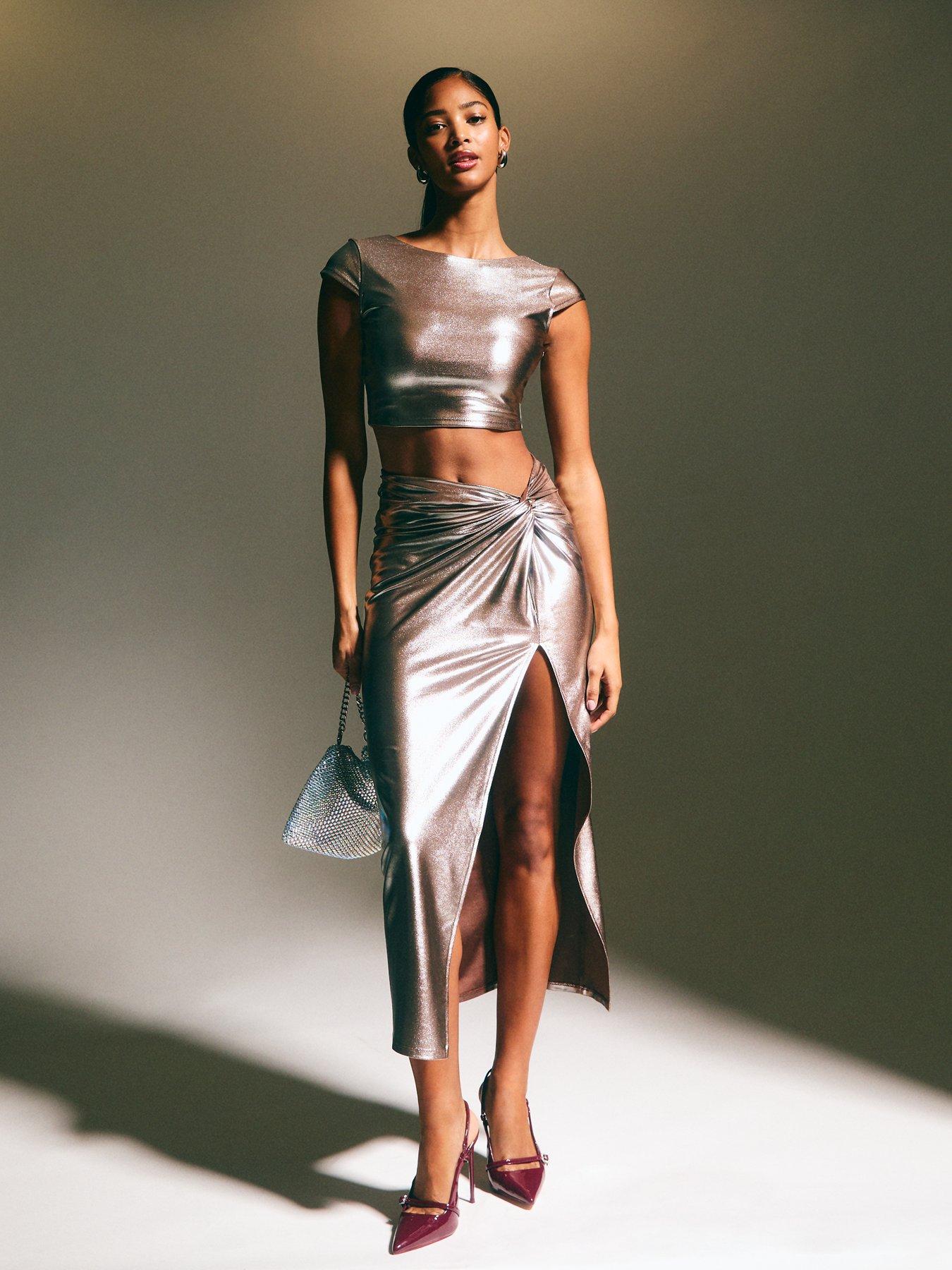 new-look-knotted-slit-front-metallic-midi-skirt-dark-brown