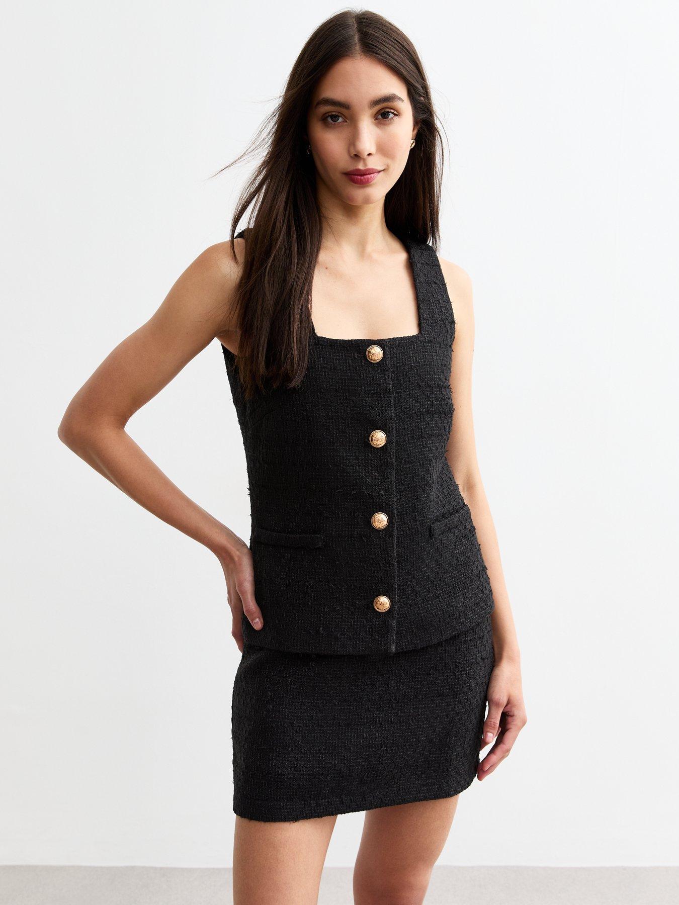 new-look-square-neck-boucle-waistcoat-black