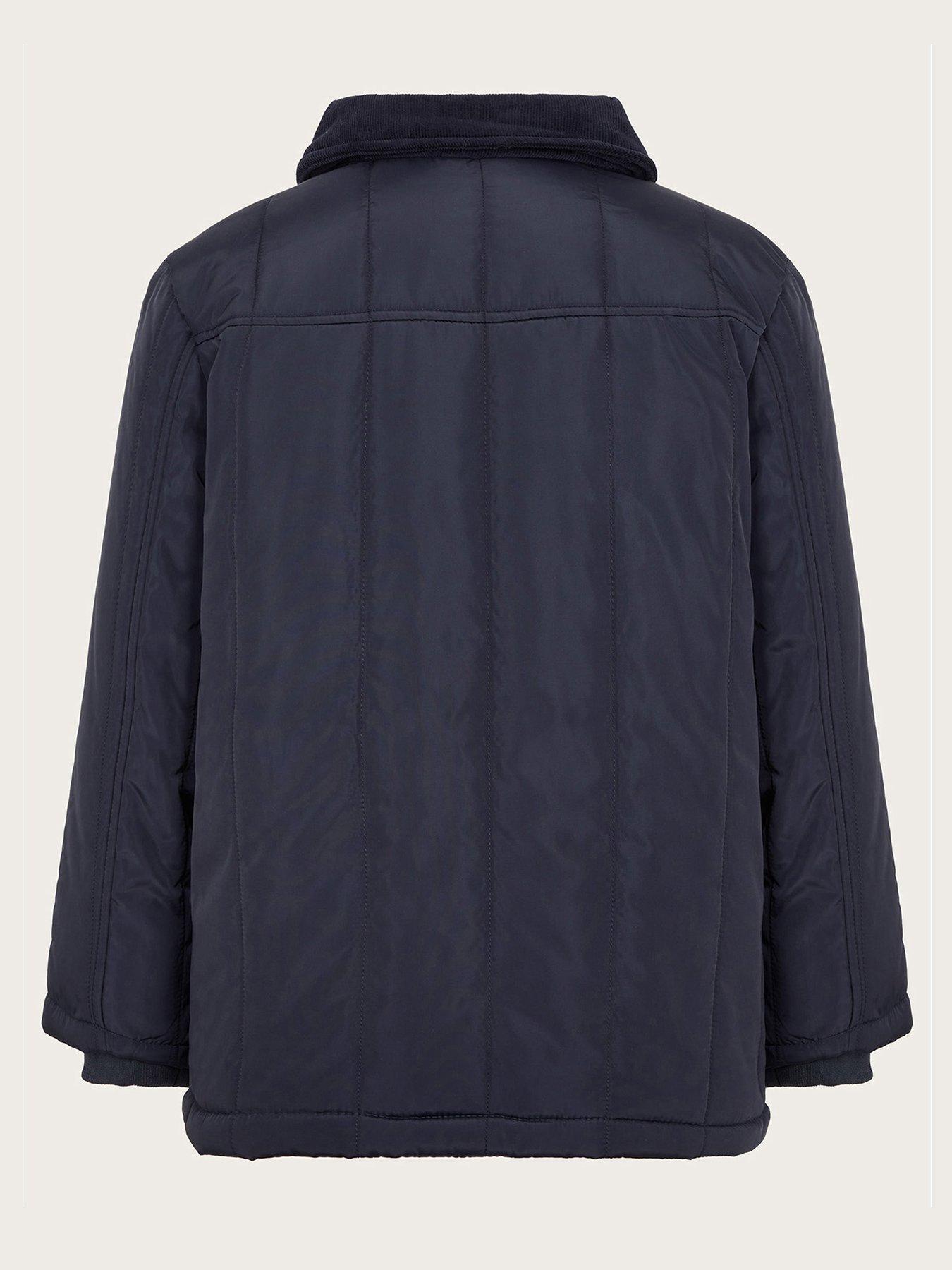 Image 2 of 3 of Monsoon Boys Corduroy Collar Quilted Jacket - Navy