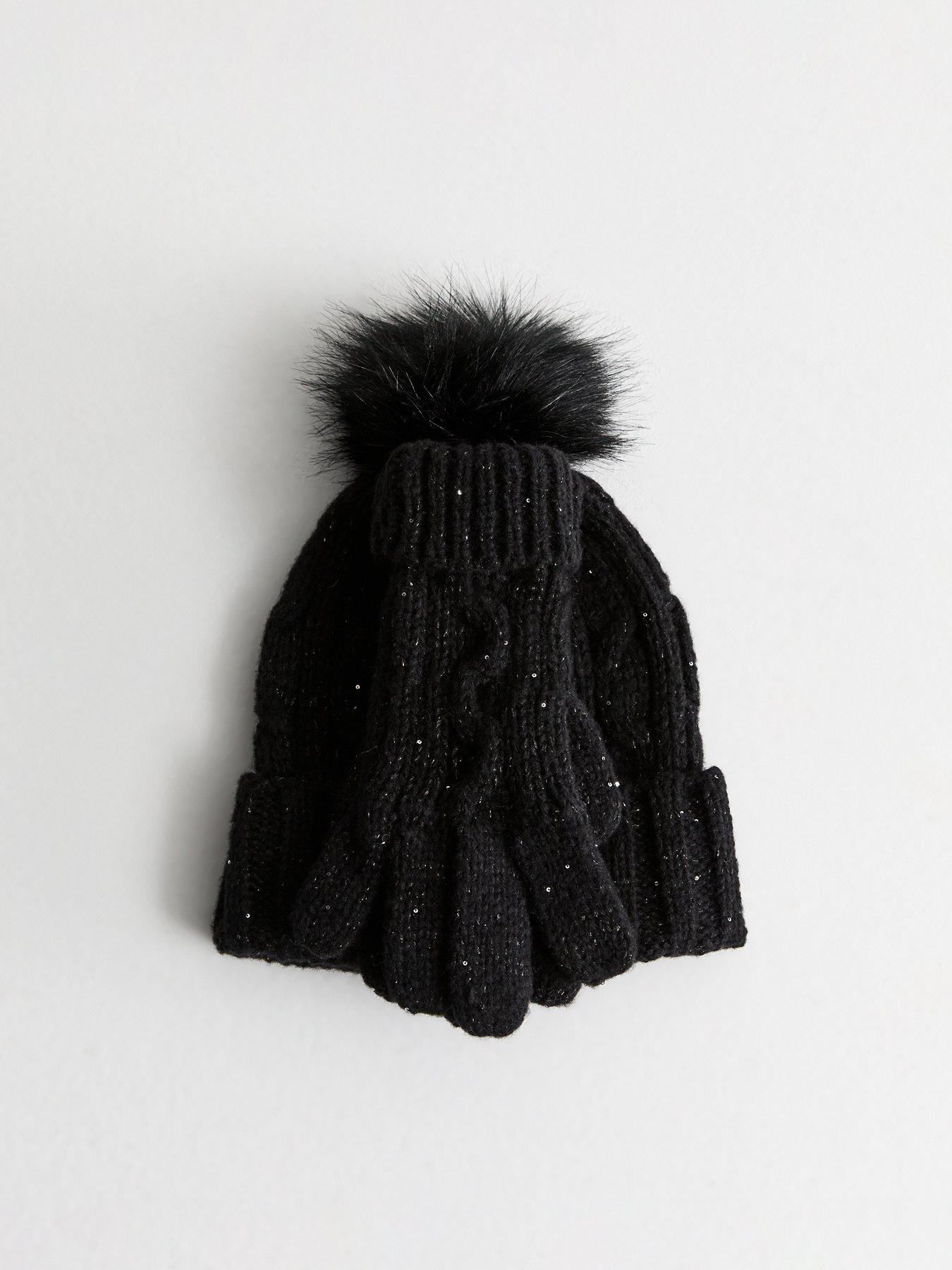 new-look-black-sequin-knit-bobble-hat-and-gloves-setback