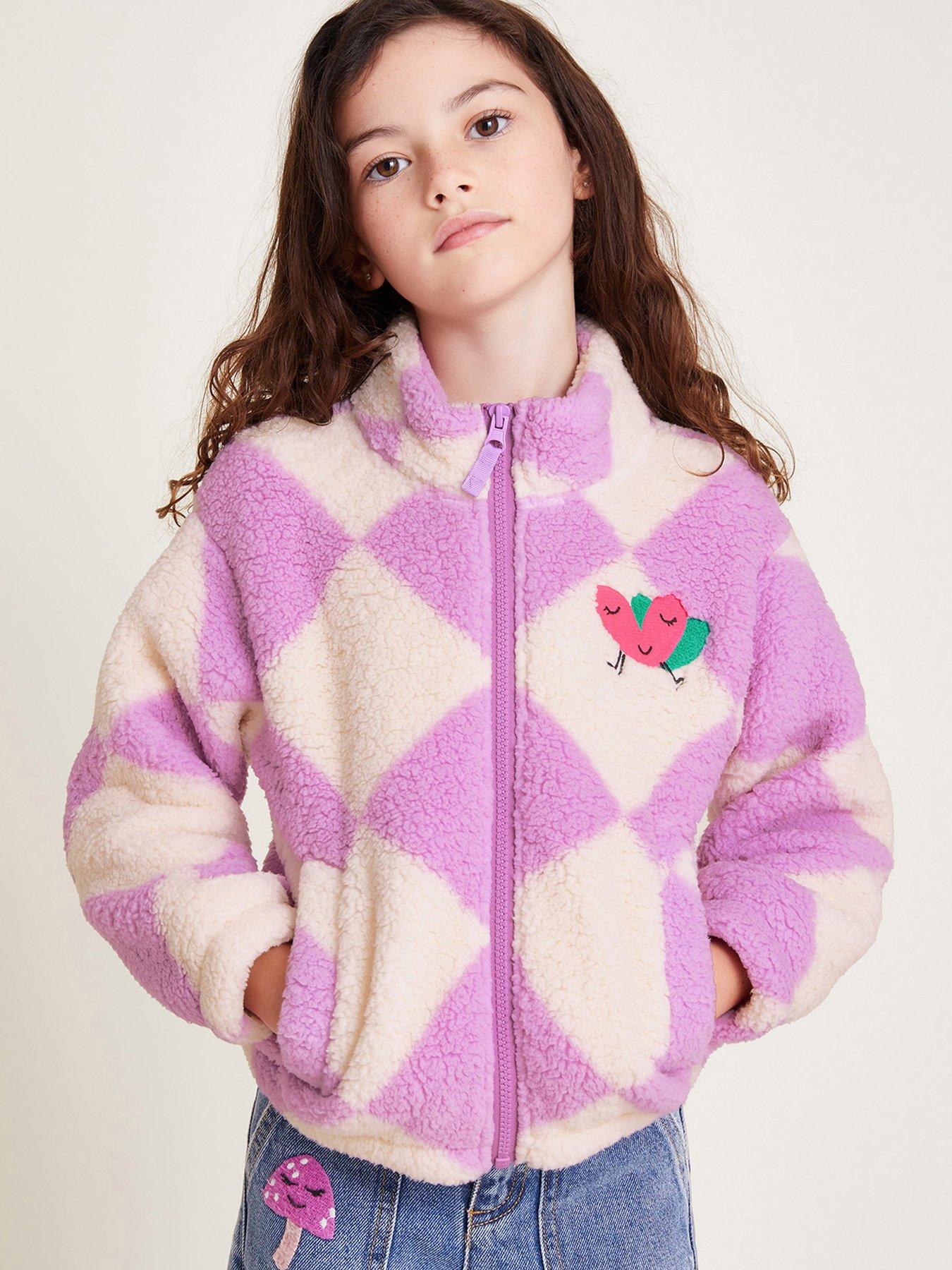 monsoon-girls-check-print-heart-zip-fleece-jacket-lilacstillFront