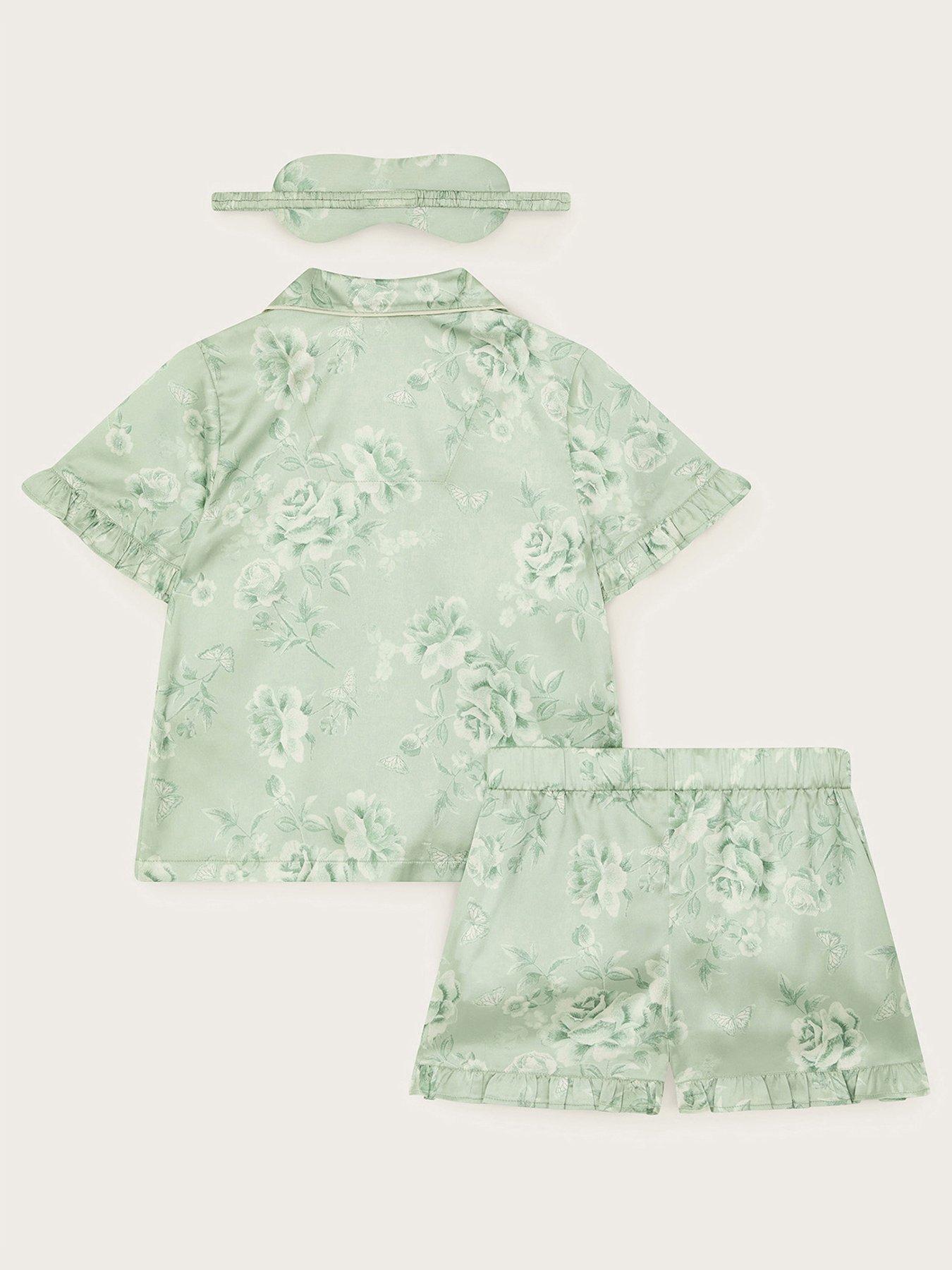 monsoon-girls-satin-roses-short-pyjama-and-mask-set-greenback