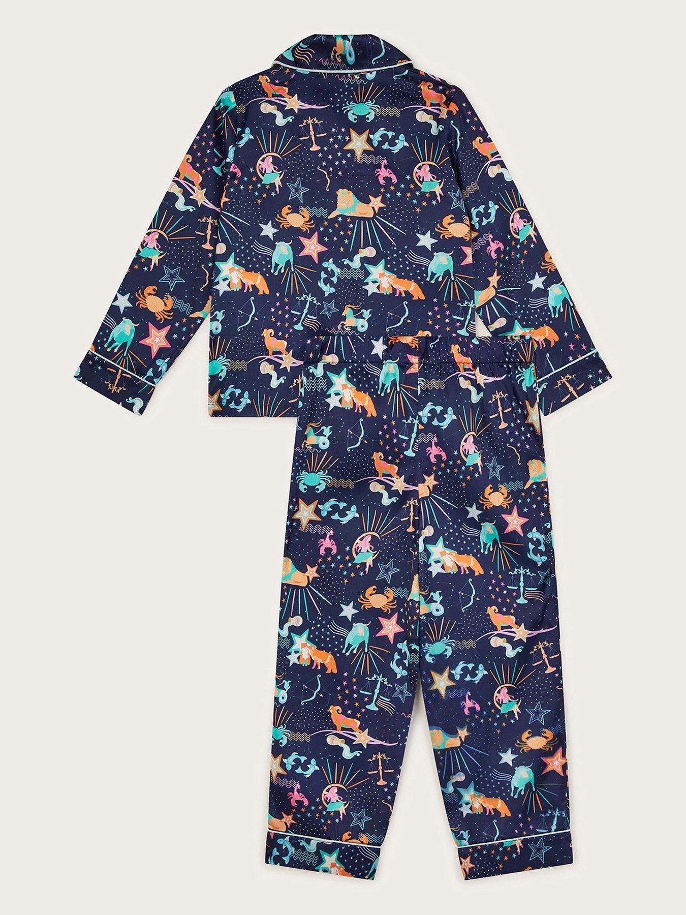 monsoon-girls-zodiac-print-satin-pyjama-set-navyback